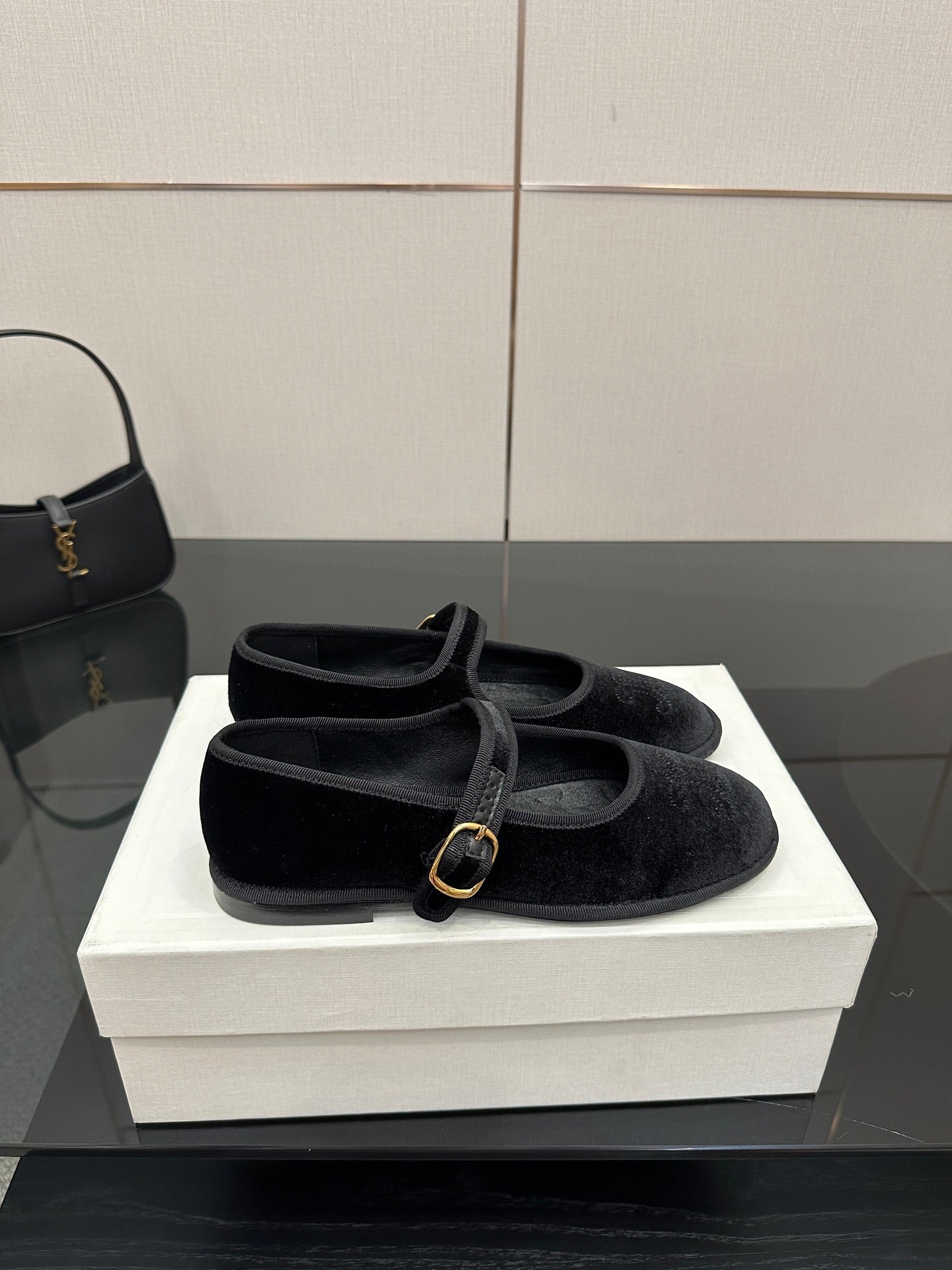 Celine Velvet Mary Jane Flats – 25 Collection
