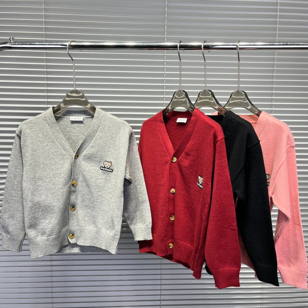 Burberry BU Bear Pattern Knit Cardigan – Kids Collection