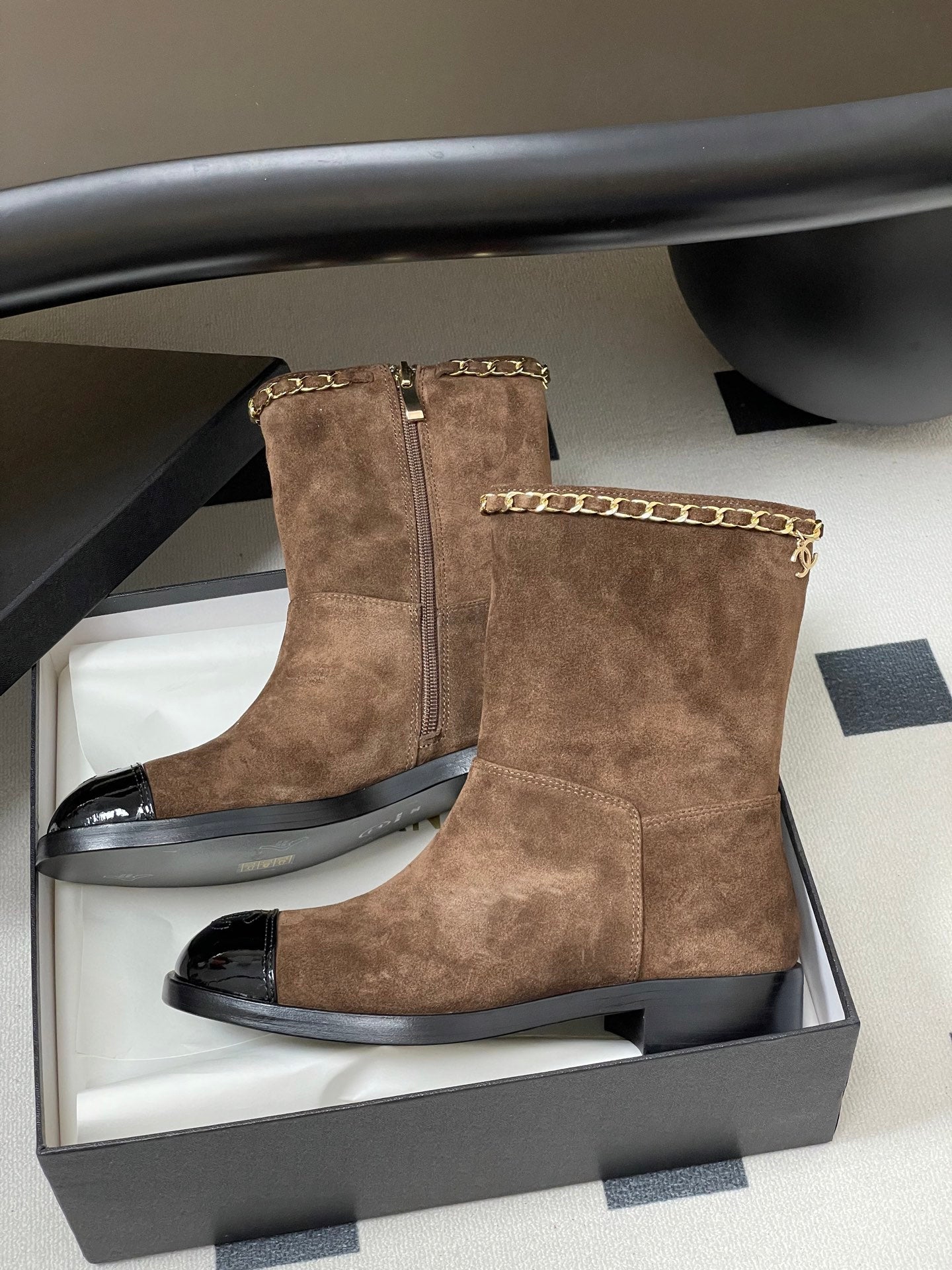 Chanel Spliced Chain Ankle Boots – 25FW