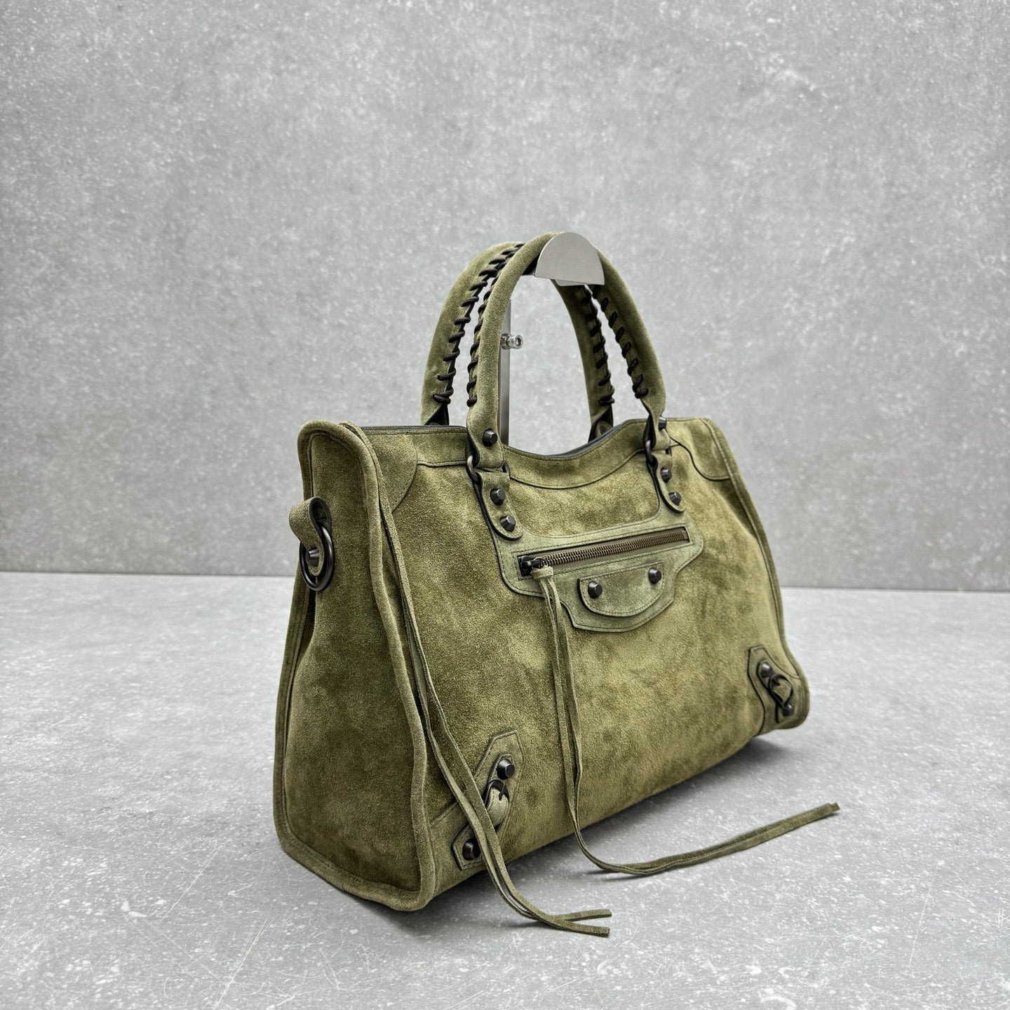 Balenciaga Le City Medium Suede Shoulder Bag