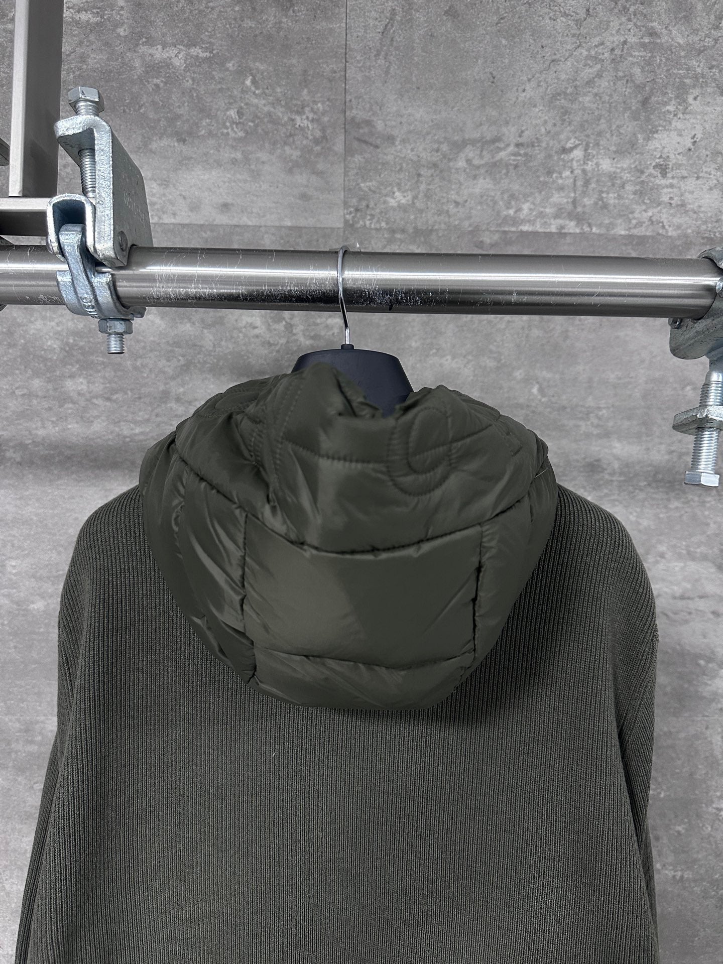 Moncler Hooded Wool Knit Spliced Down Jacket – Early Autumn Collection