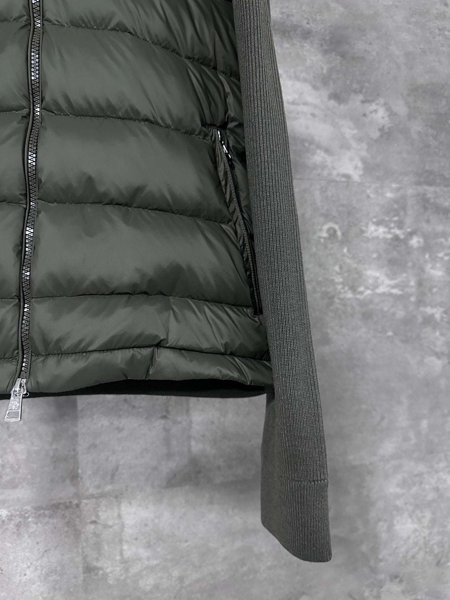 Moncler Hooded Wool Knit Spliced Down Jacket – Early Autumn Collection