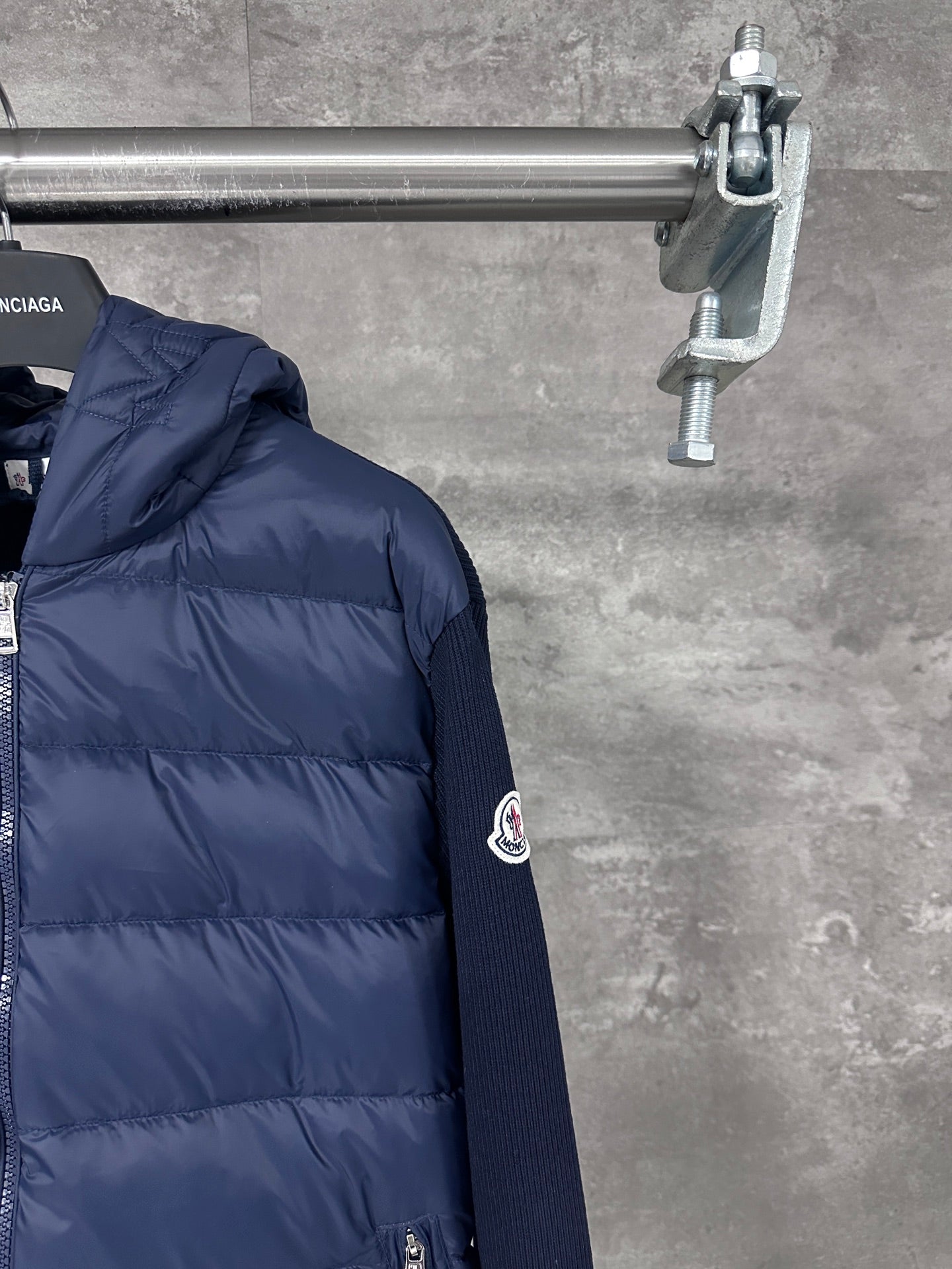 Moncler Hooded Wool Knit Spliced Down Jacket – Early Autumn Collection
