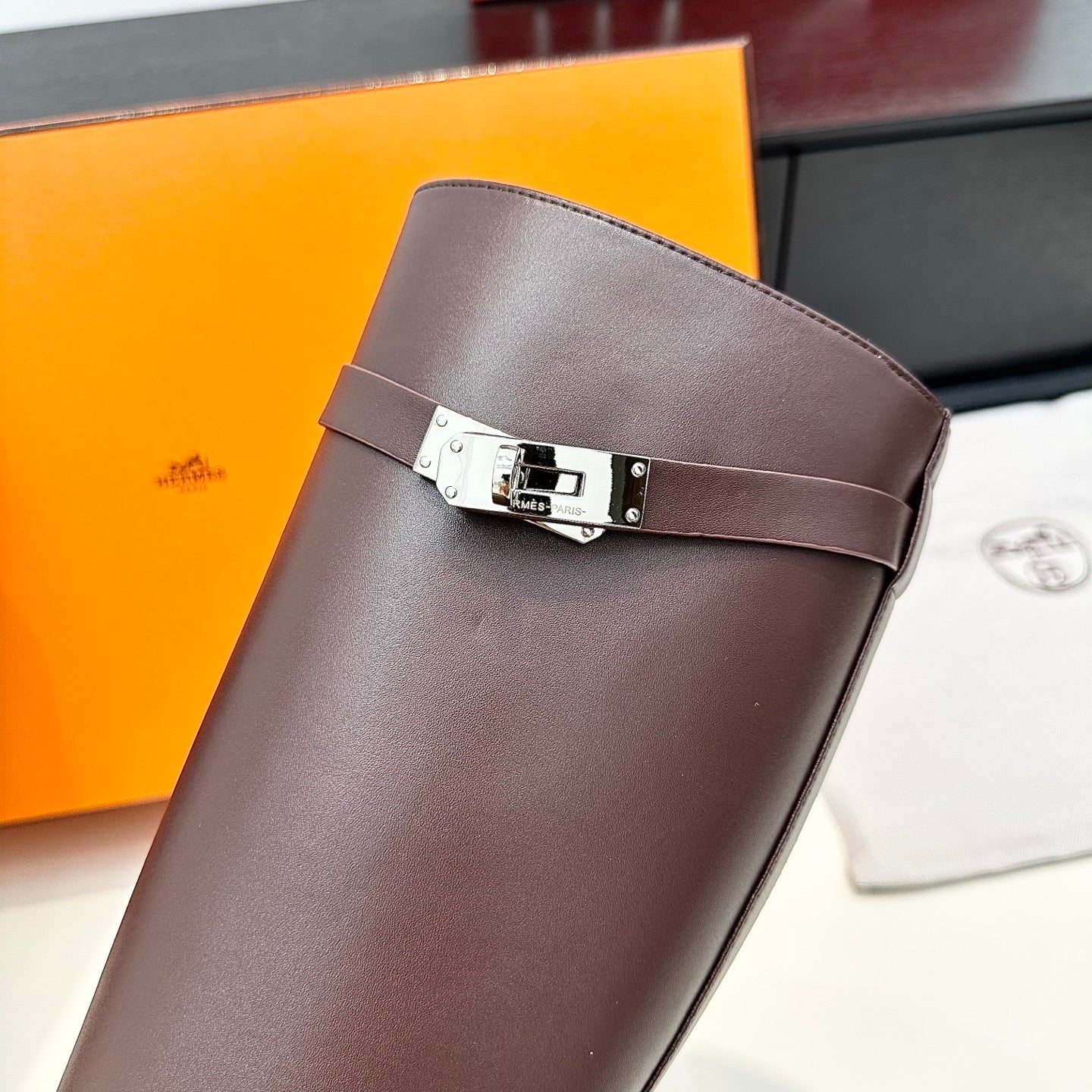 Hermès Kelly Buckle High Heel Knee-High Boots