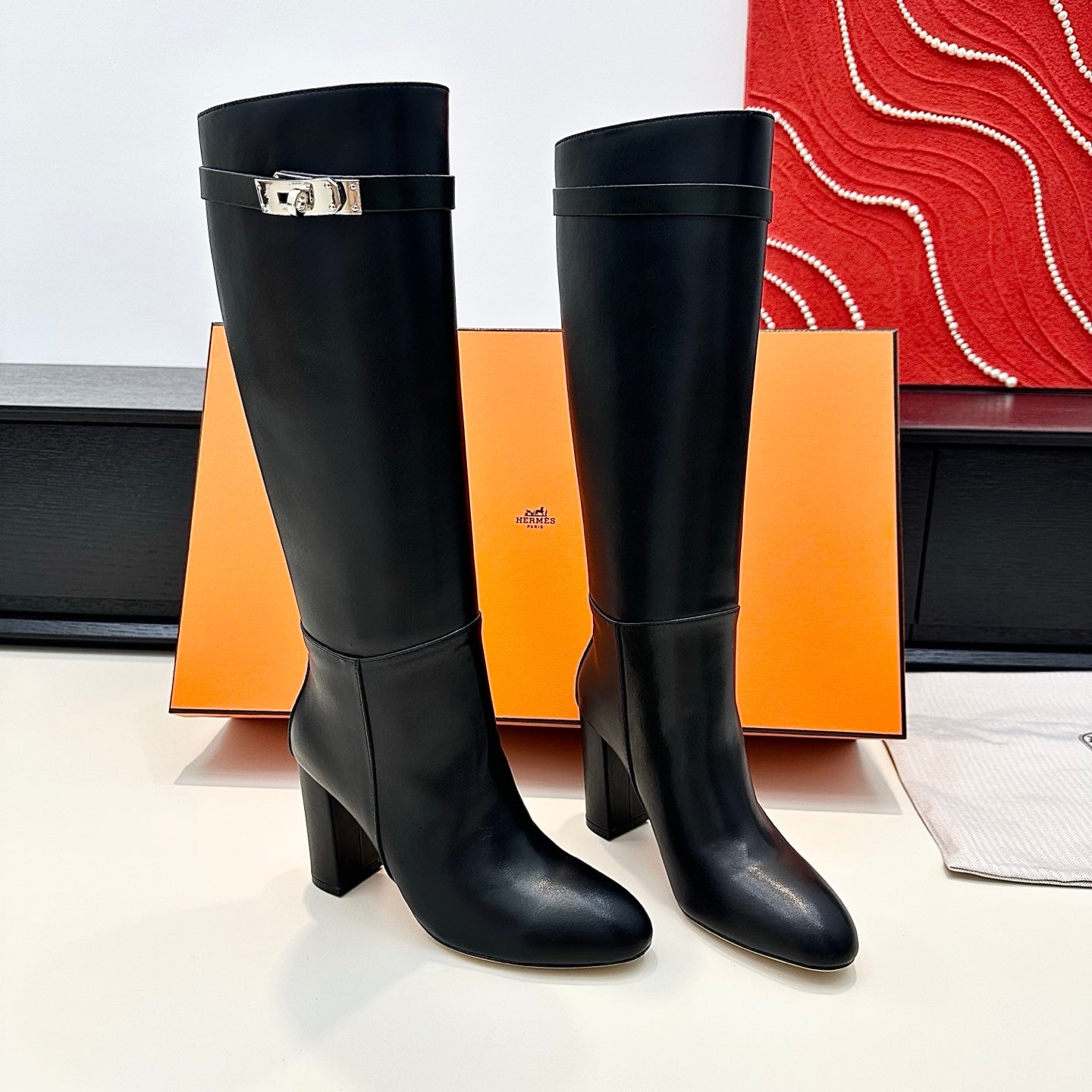Hermès Kelly Buckle High Heel Knee-High Boots