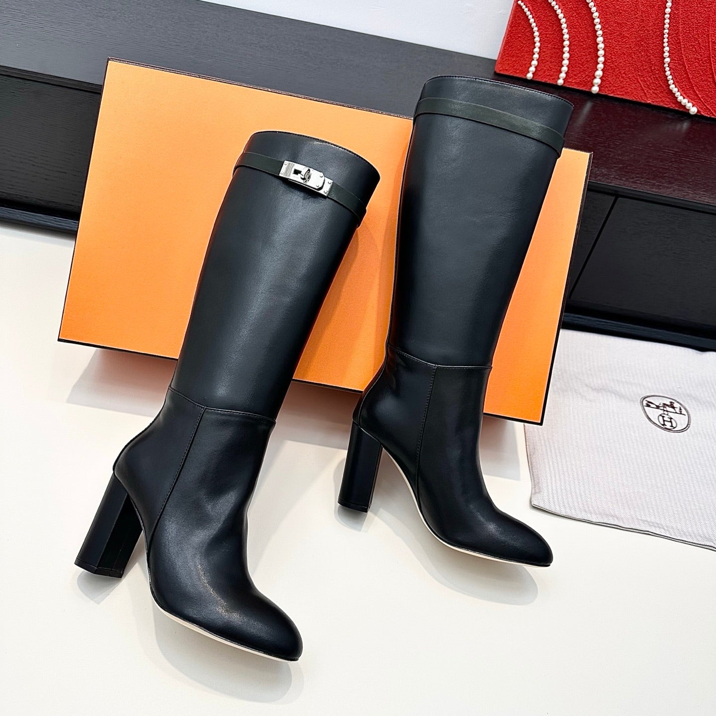 Hermès Kelly Buckle High Heel Knee-High Boots