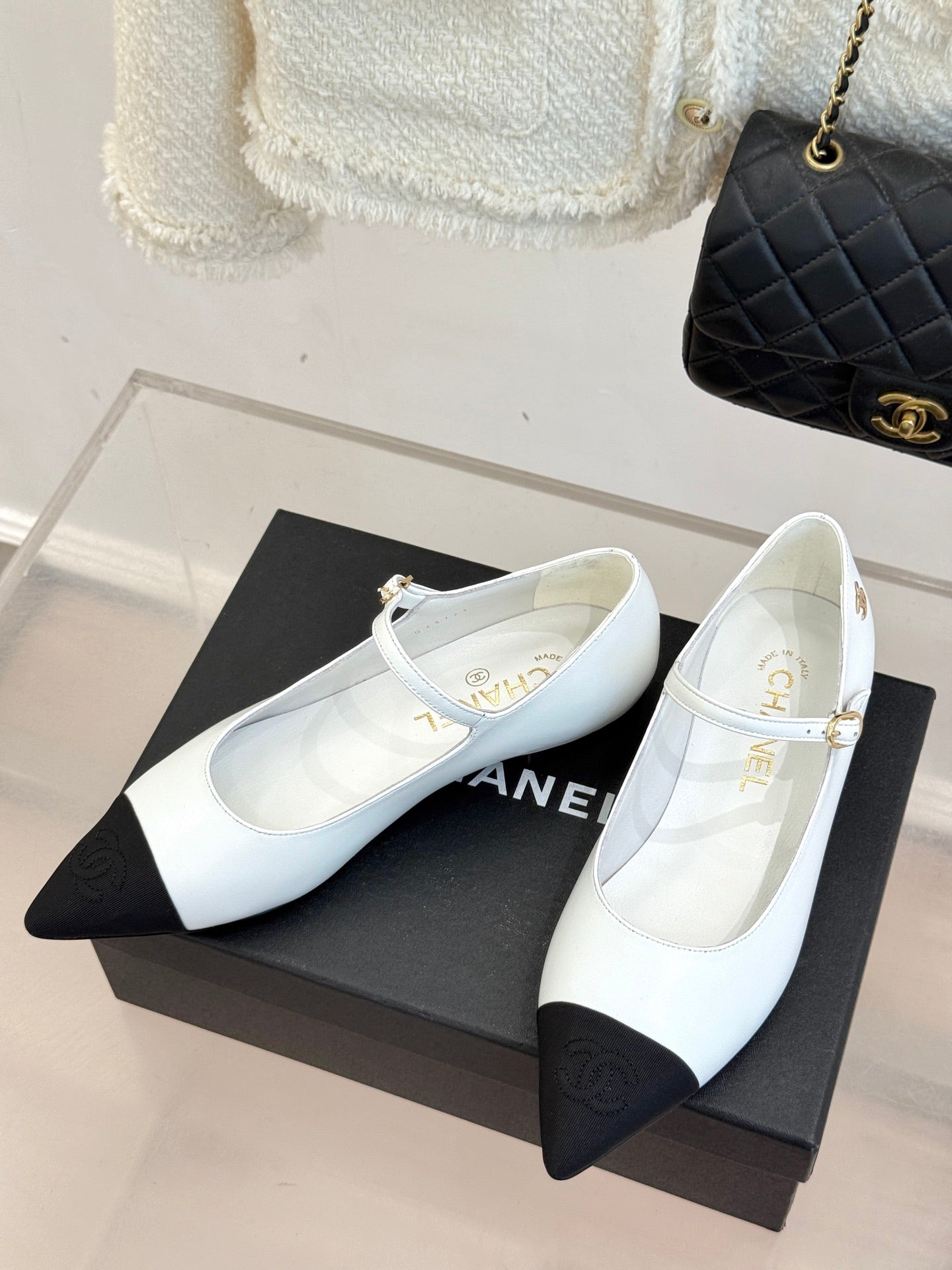 Chanel 25K Pointed Toe Mary Jane Flats