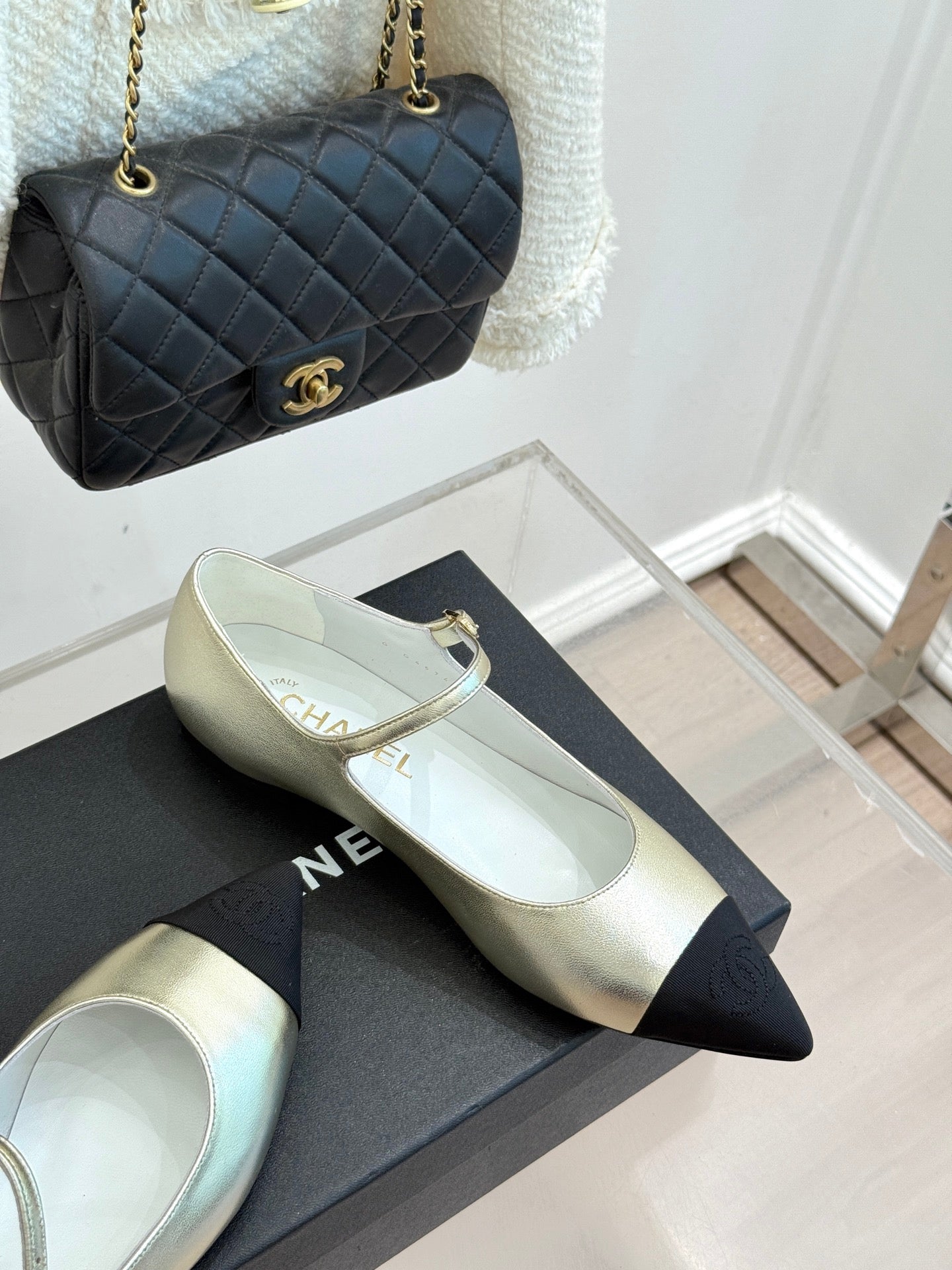 Chanel 25K Pointed Toe Mary Jane Flats
