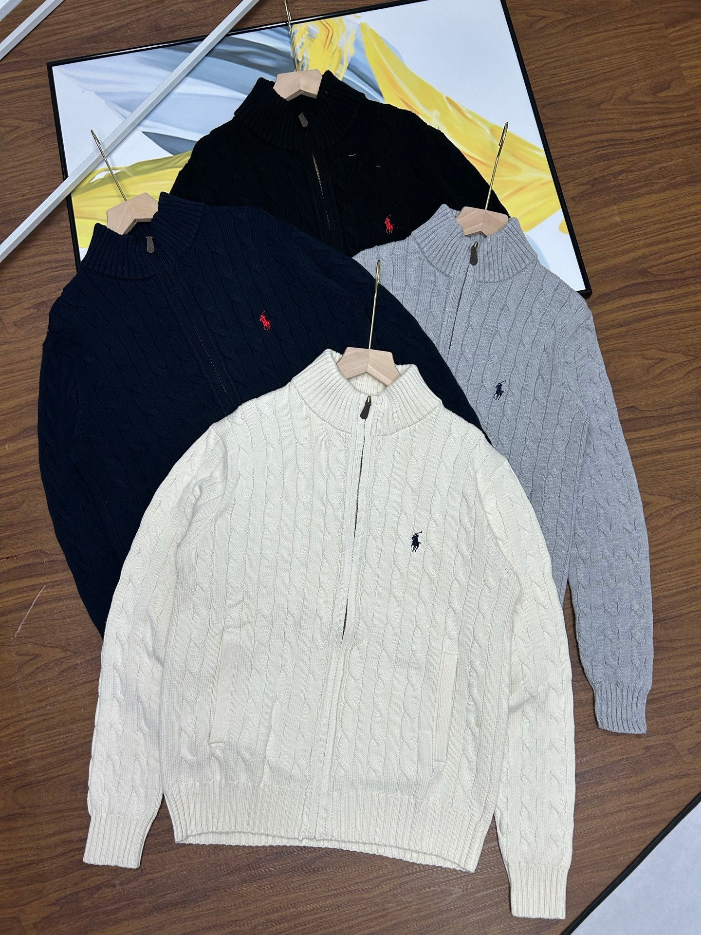 Ralph Lauren Unisex Cable Knit Zip Cardigan
