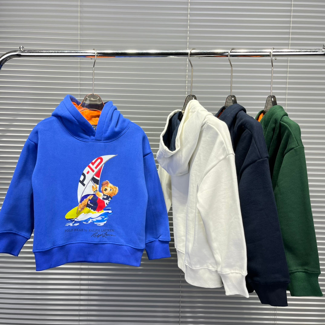 Ralph Lauren Bear Graphic Plush Lined Hoodie – Kids Collection