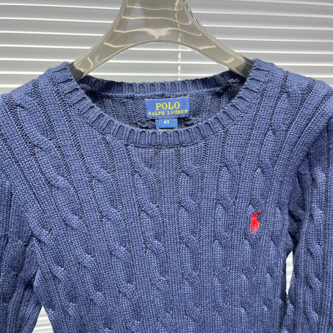Ralph Lauren Embroidered Horse Cable Knit Sweater – Kids Collection
