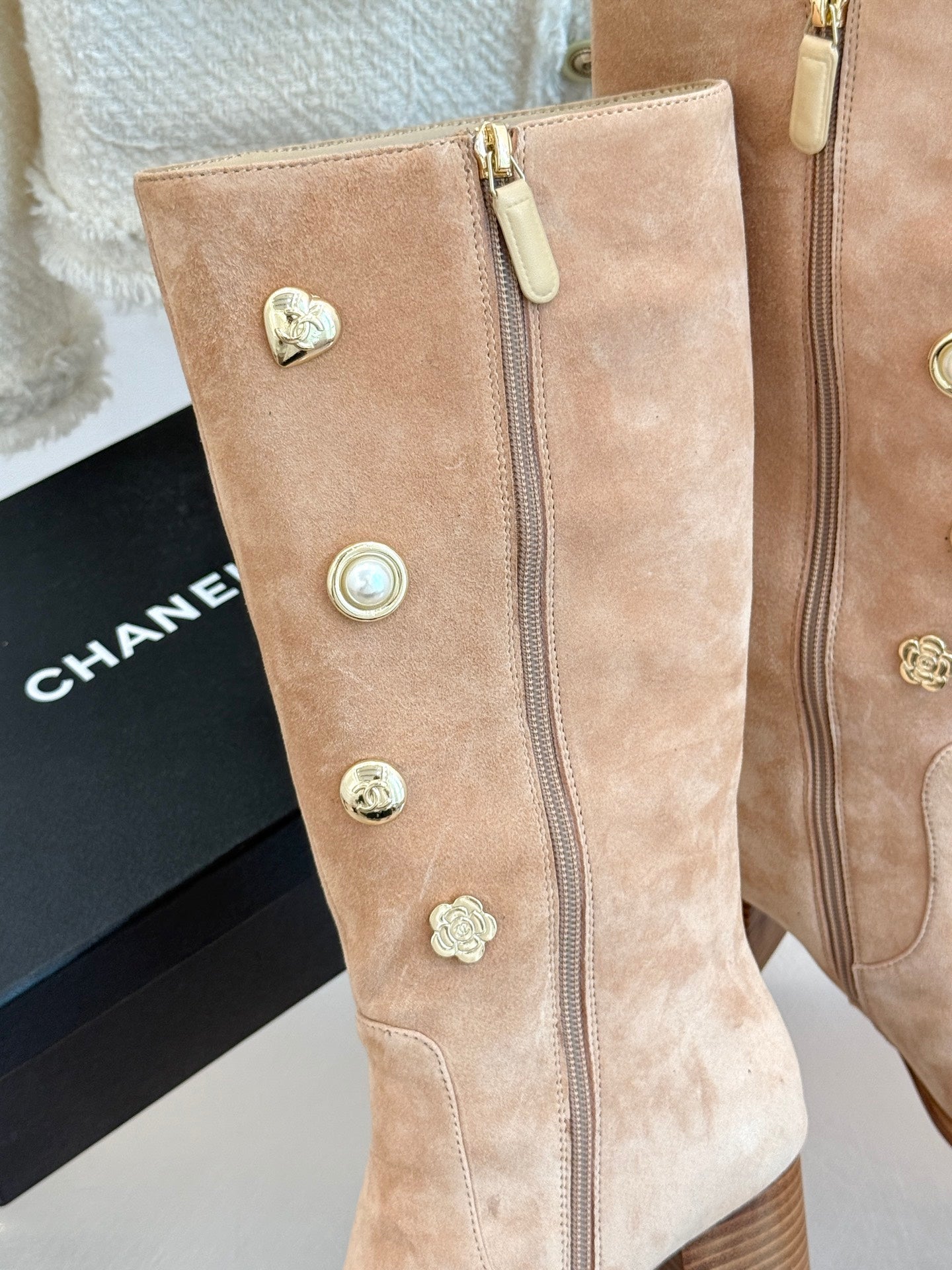 Chanel 25K Double C Metal Buckle High-Heel Long Boots