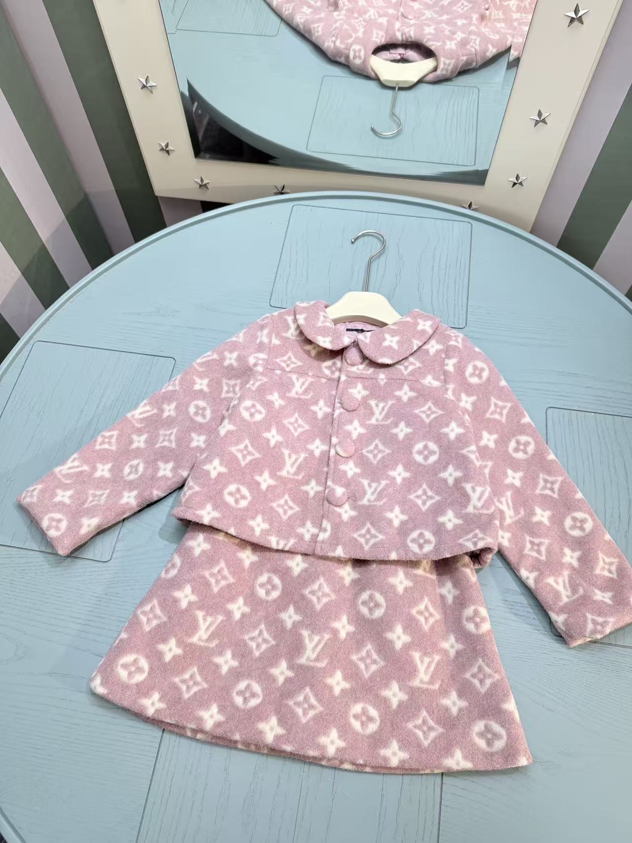 Louis Vuitton Girls Tweed Jacket and Dress Set – Kids Collection – 2025AW