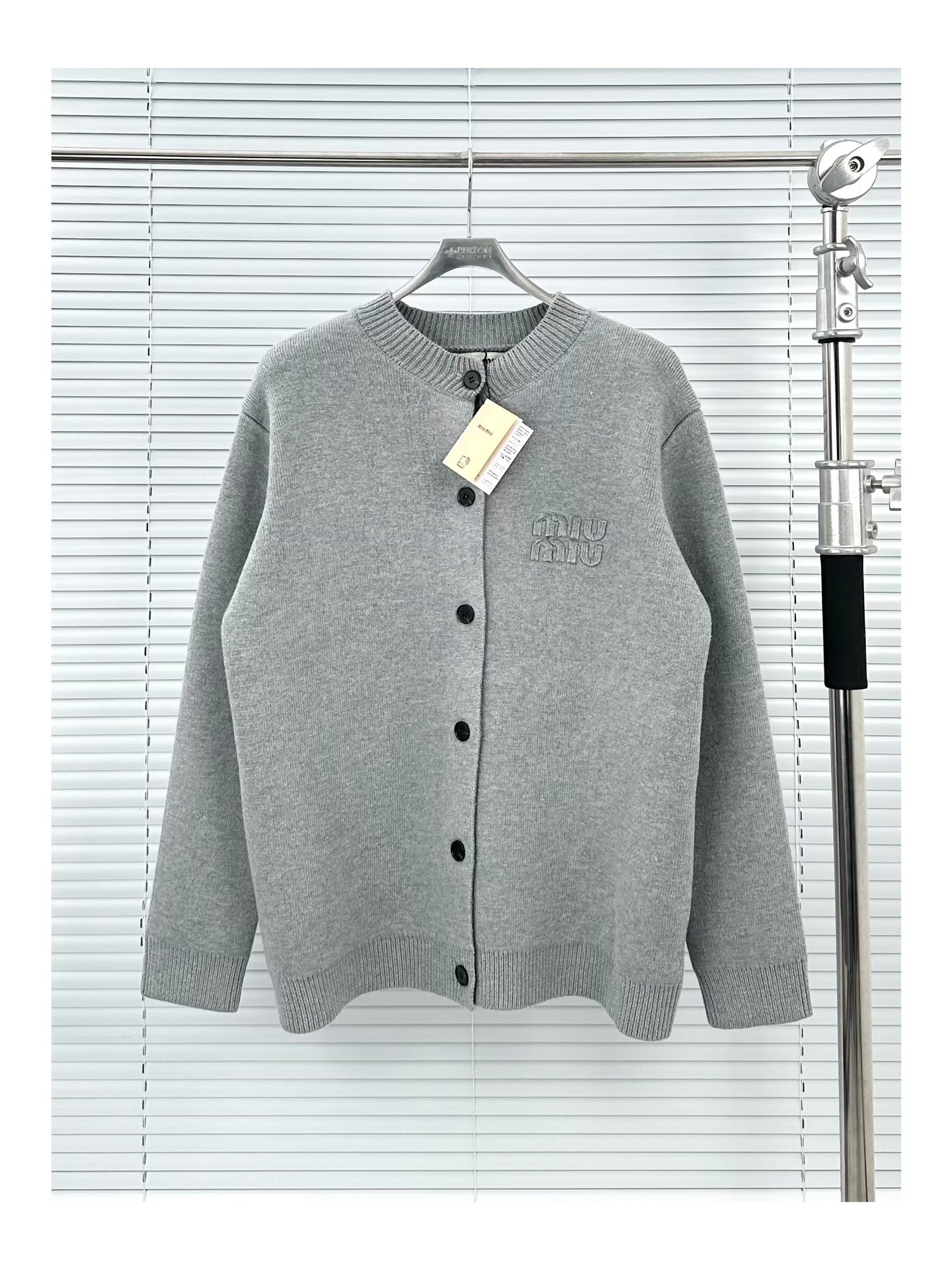 Miu Miu Logo Patch Wool Blend Cardigan – 25FW