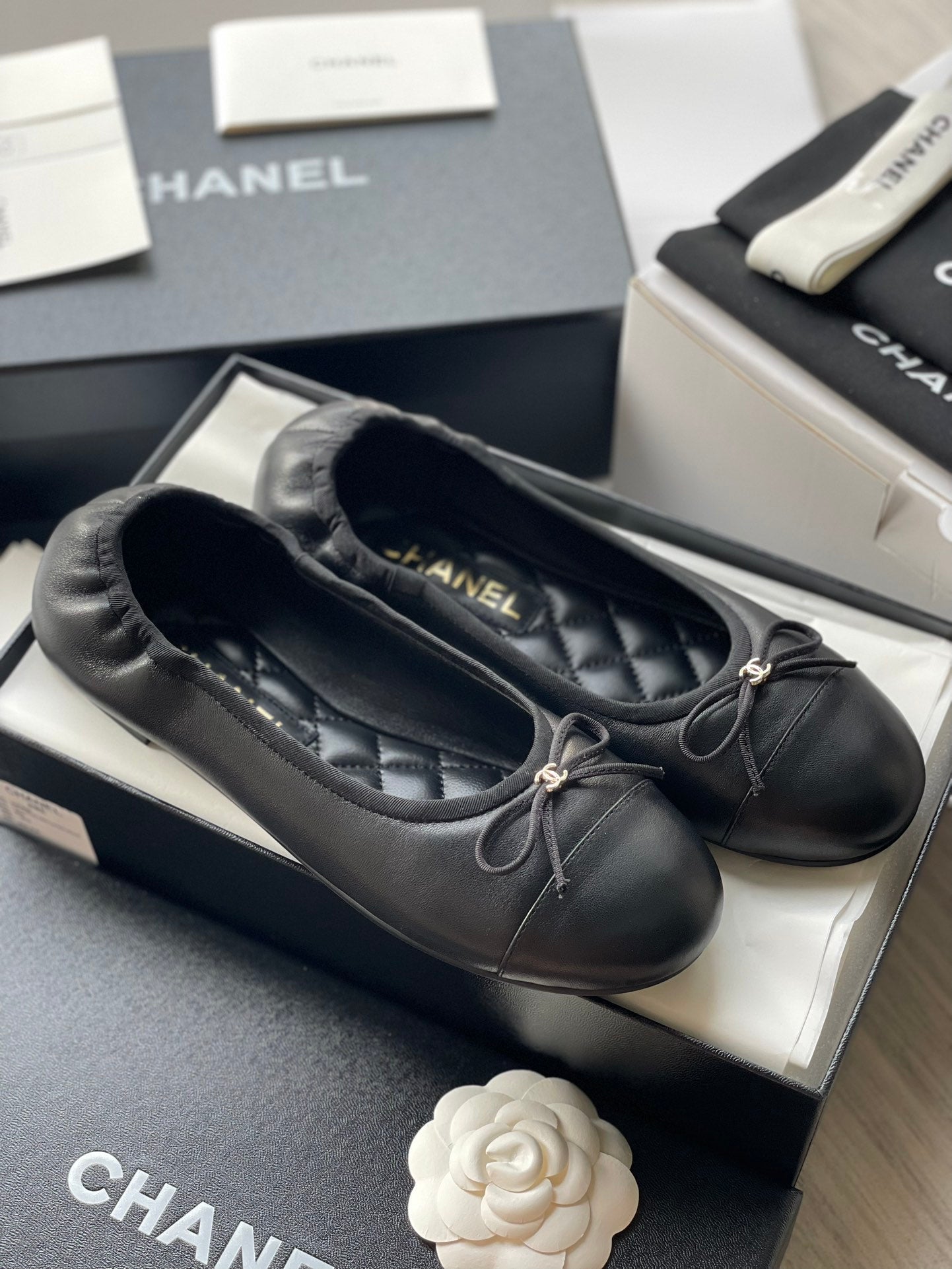 Chanel 25B Bow Ballet Flats
