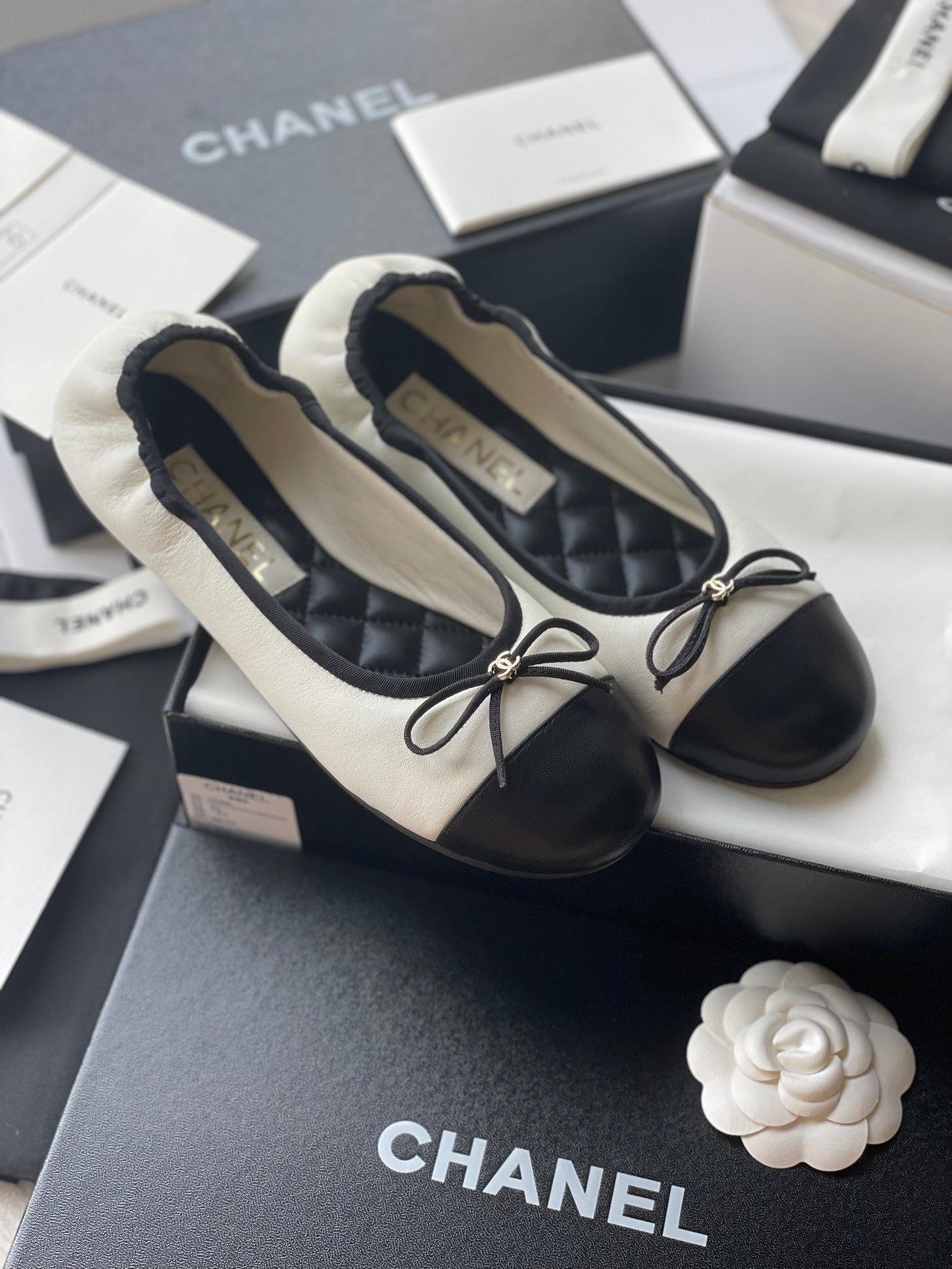 Chanel 25B Bow Ballet Flats