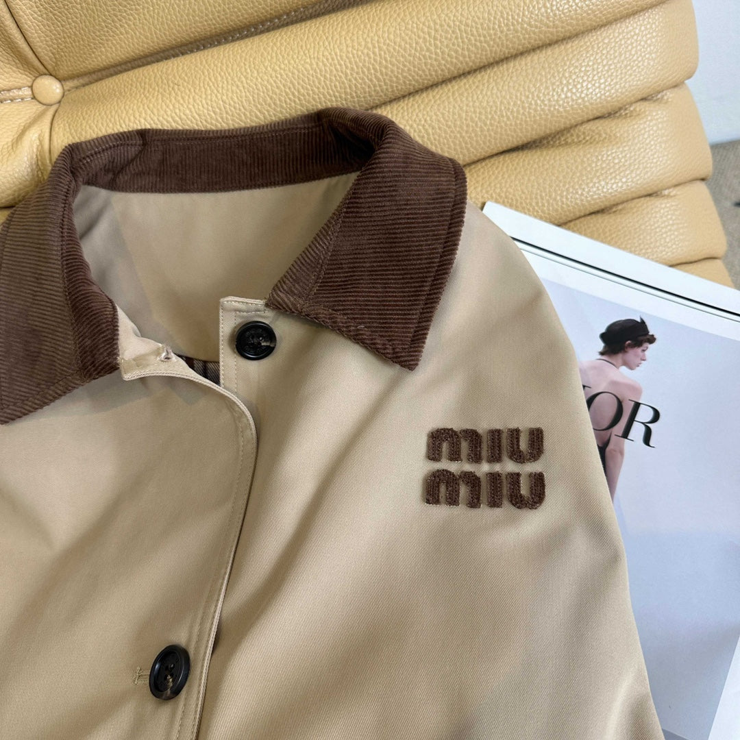 Miu Miu Collar Patchwork Trench Coat – 25SS