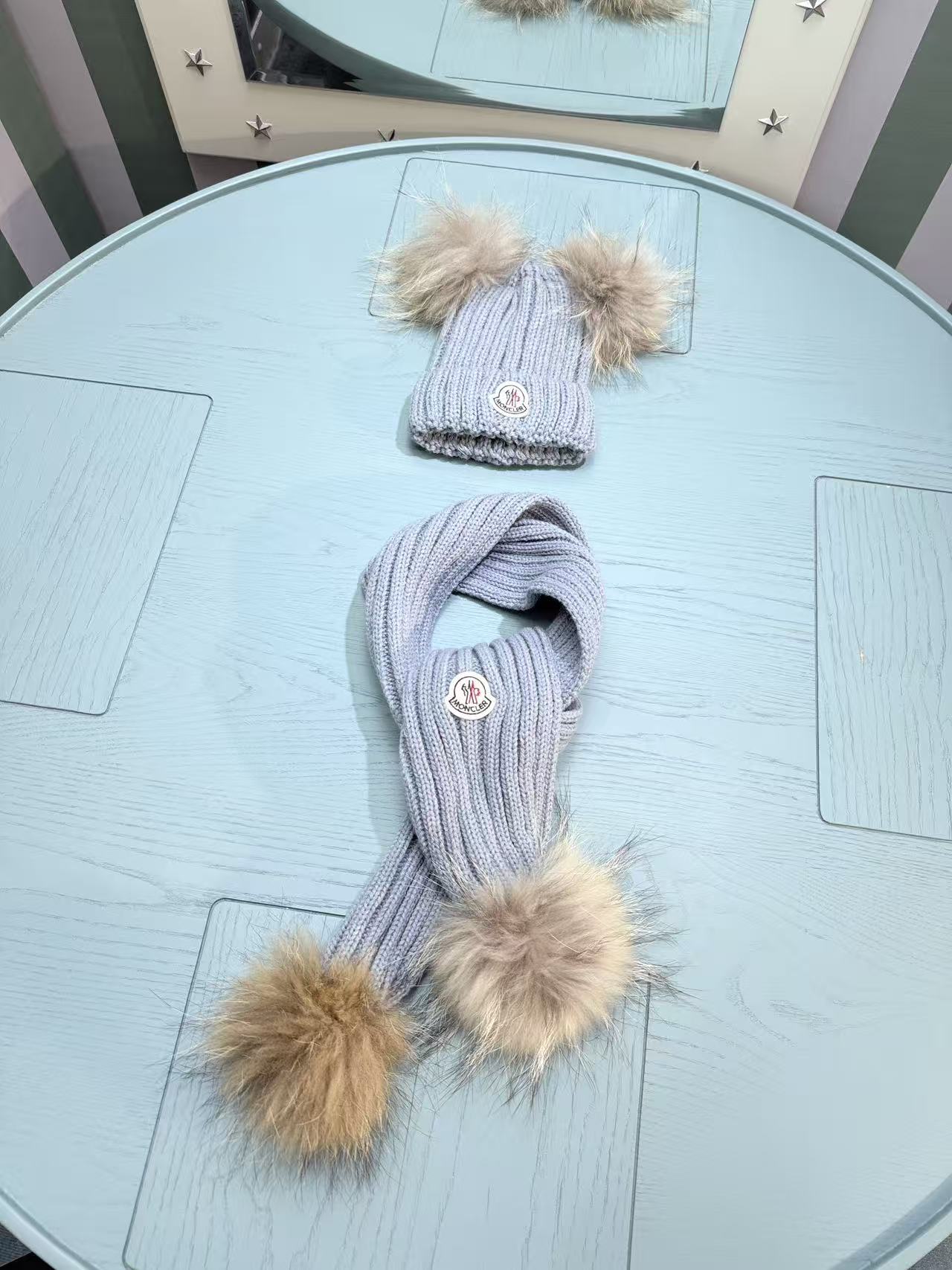 Moncler Kids Double Pom-Pom Hat and Scarf Set – Kids Collection