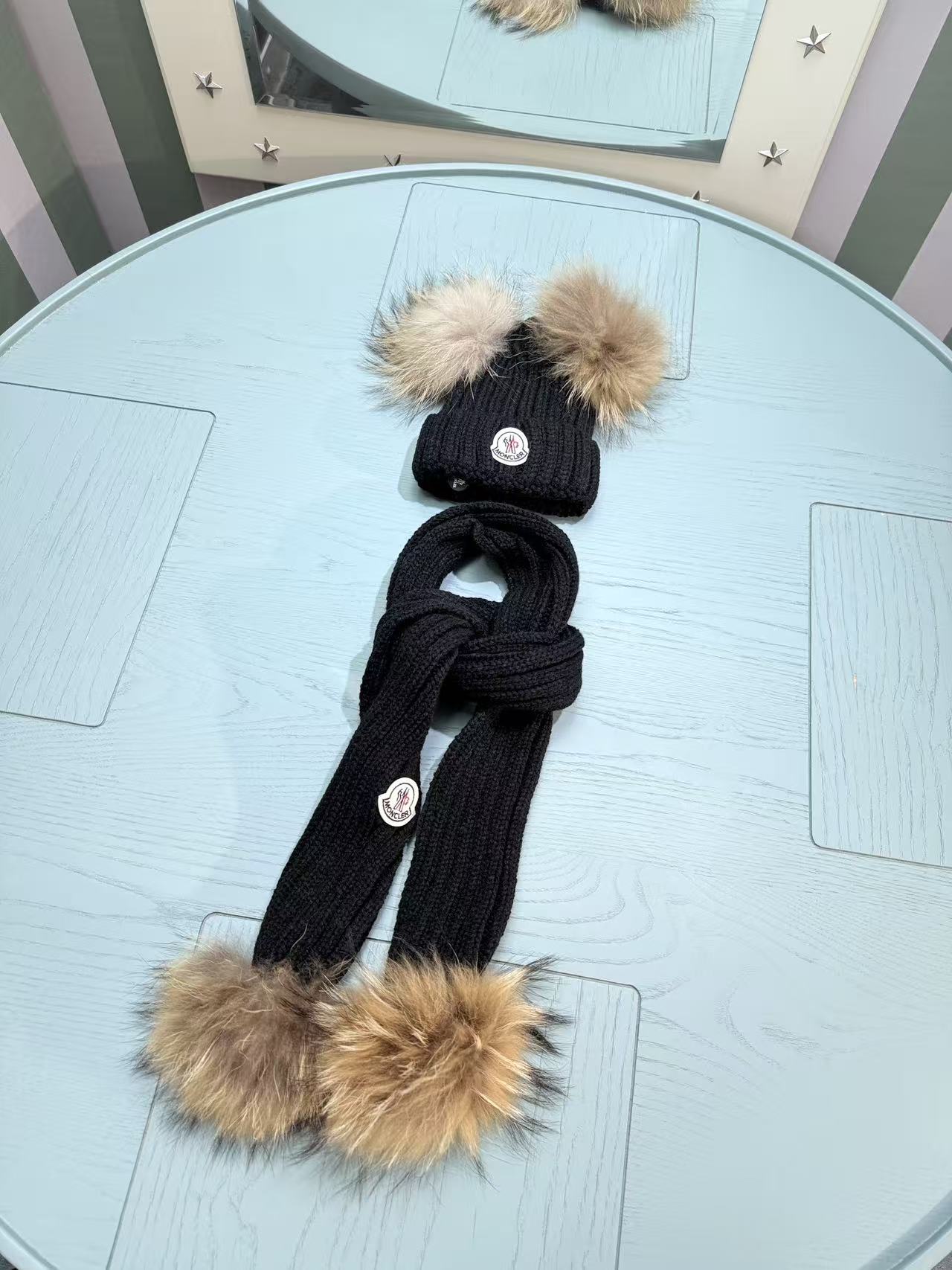 Moncler Kids Double Pom-Pom Hat and Scarf Set – Kids Collection
