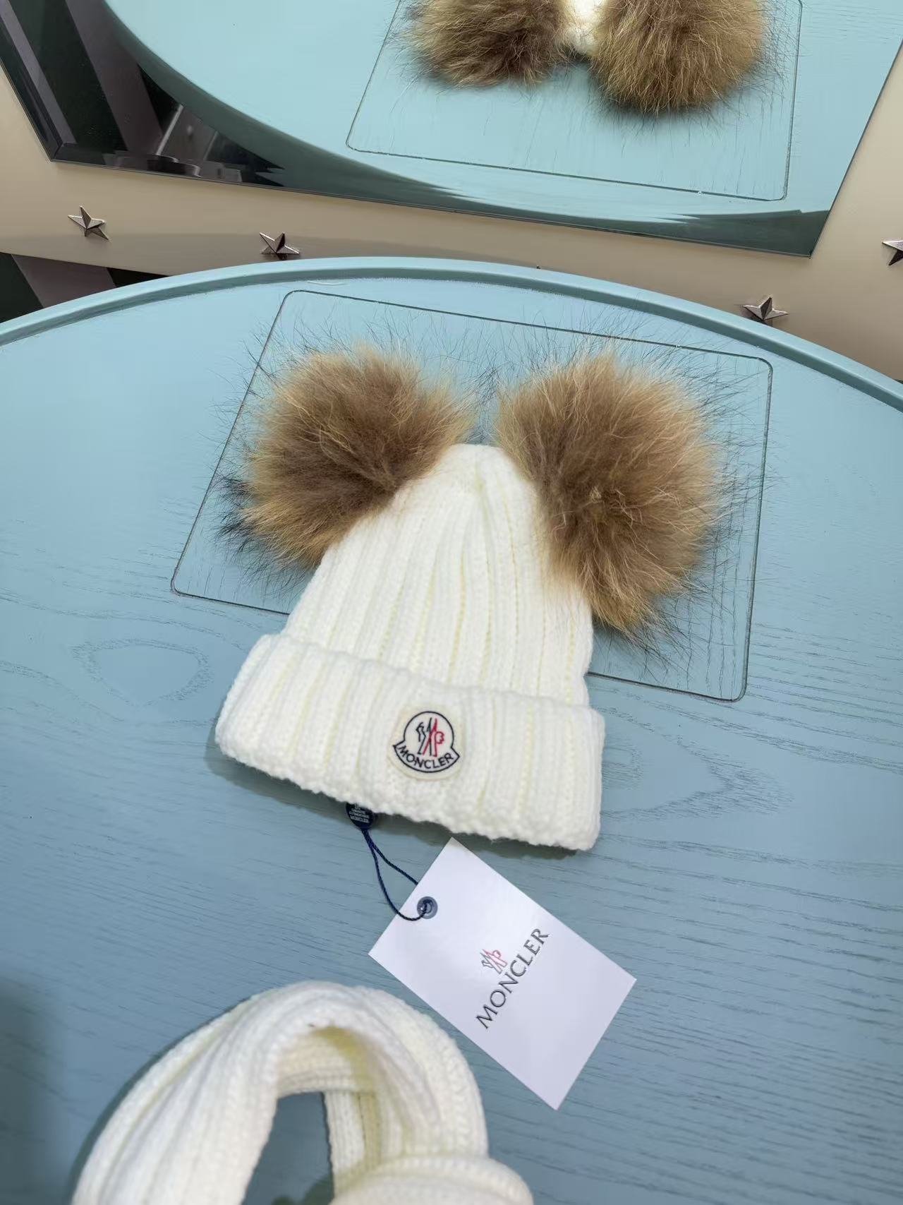 Moncler Kids Double Pom-Pom Hat and Scarf Set – Kids Collection