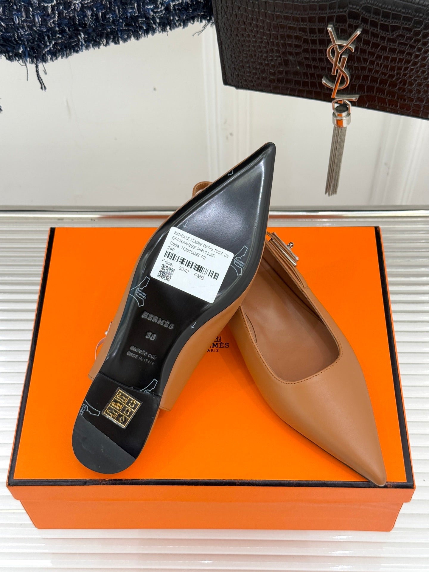 Hermès Kelly Buckle Pointed Toe Flat Sandals