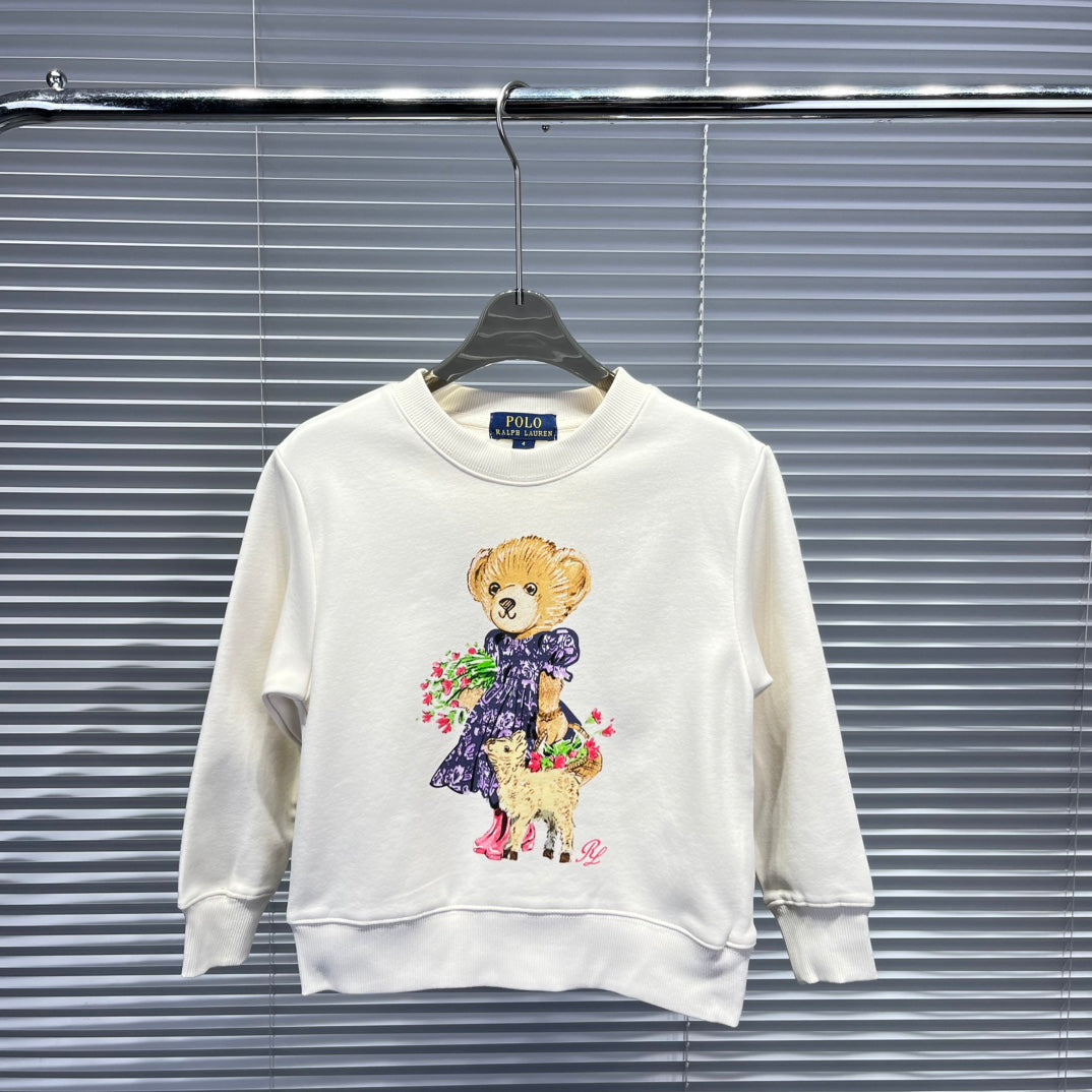 Ralph Lauren Luxury Kids Fleece-Lined Bear Crewneck Sweatshirt – Kids Collection