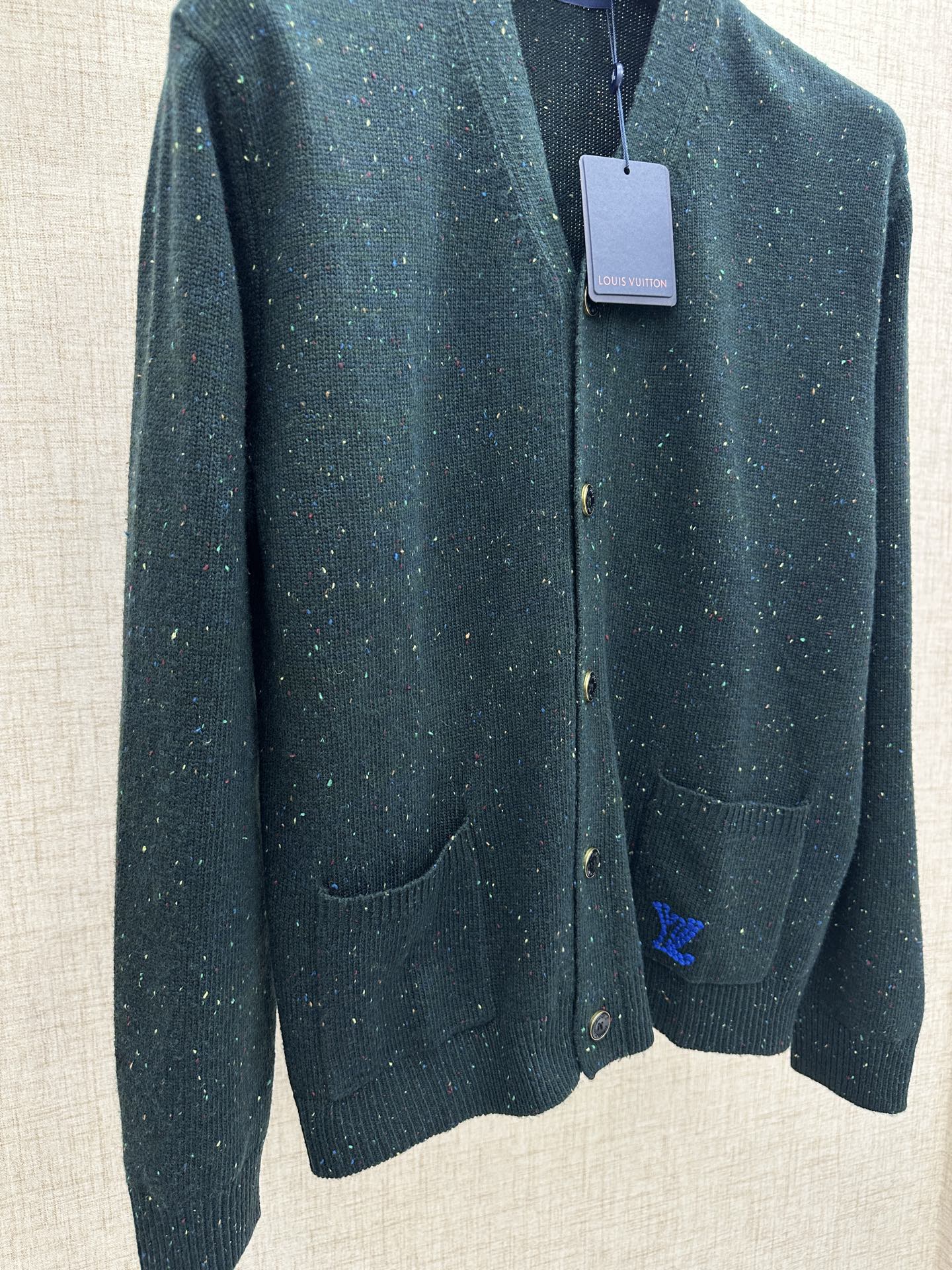 Louis Vuitton Speckled Cashmere V-Neck Cardigan