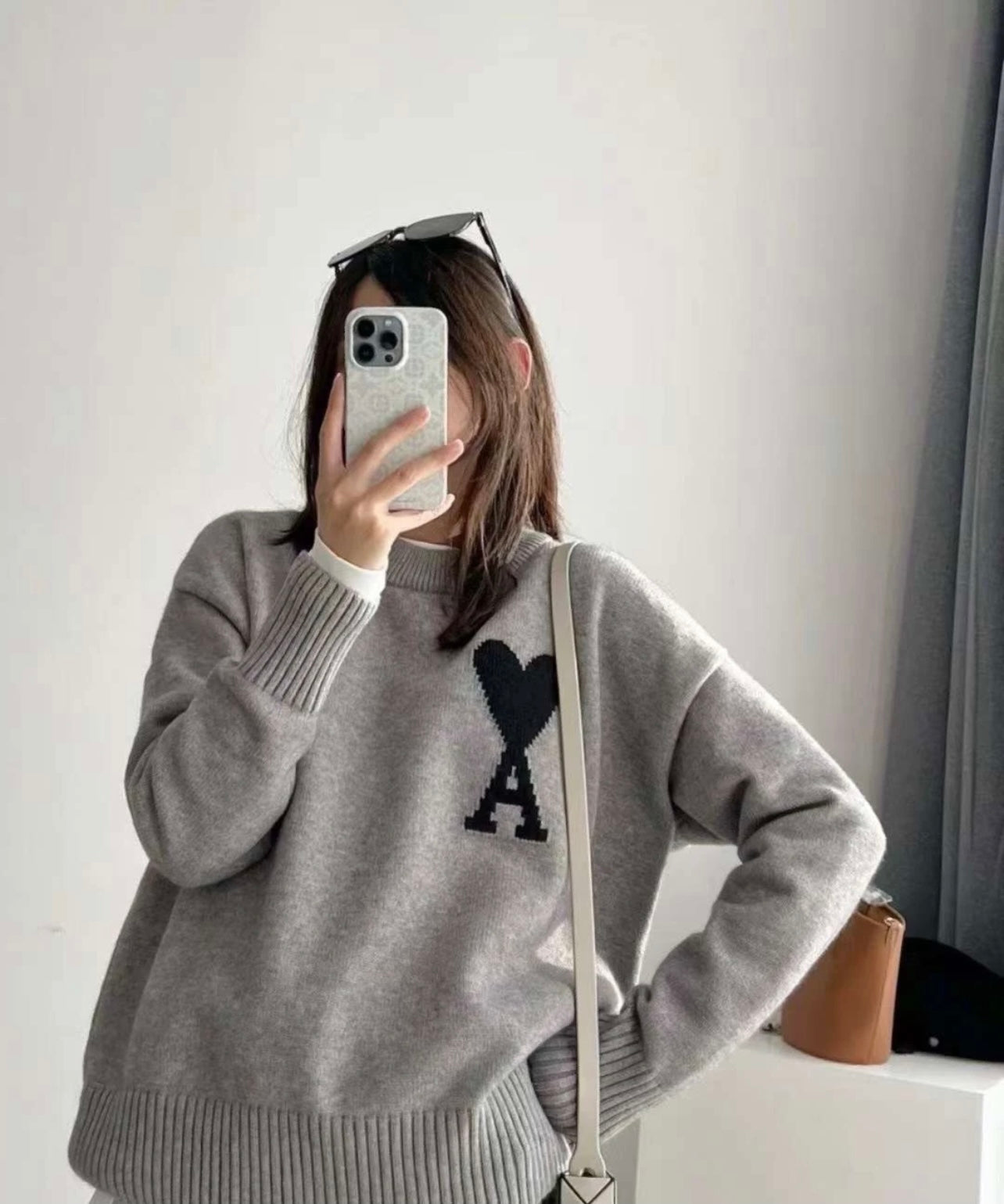 AMI Paris Heart Logo Knit Sweater