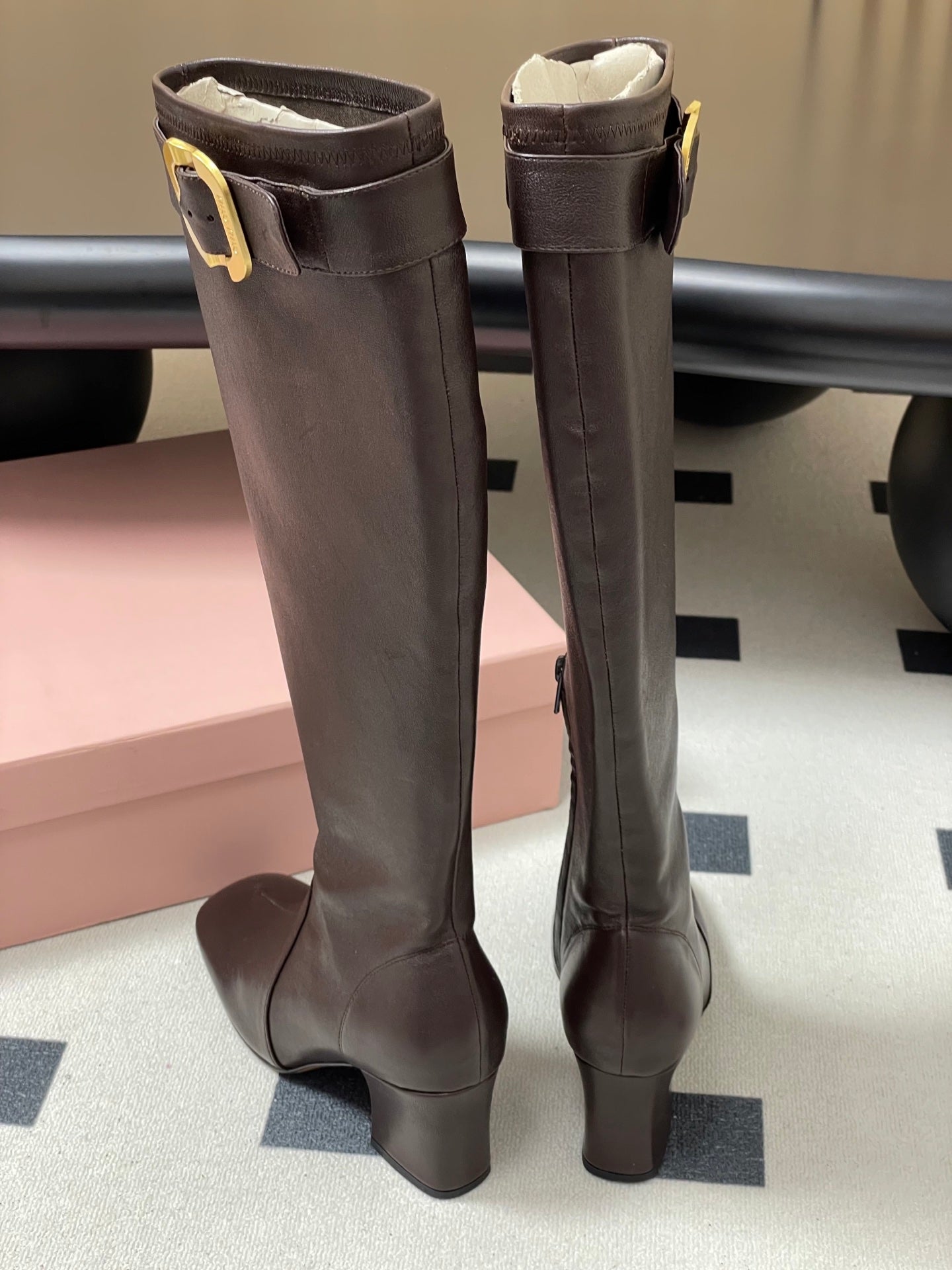 Miu Miu Buckle Stretch Over-the-Knee Boots – 25FW