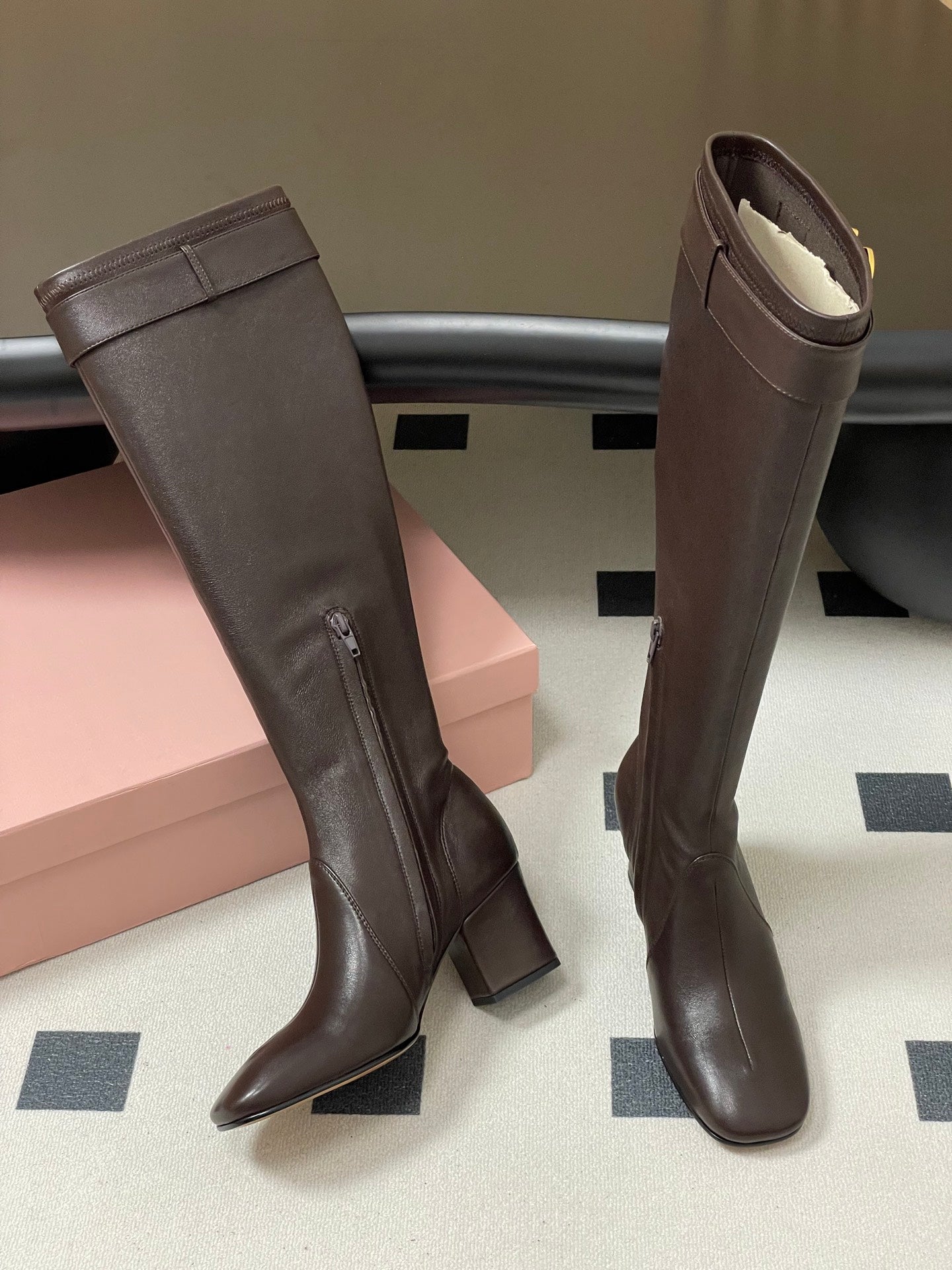 Miu Miu Buckle Stretch Over-the-Knee Boots – 25FW