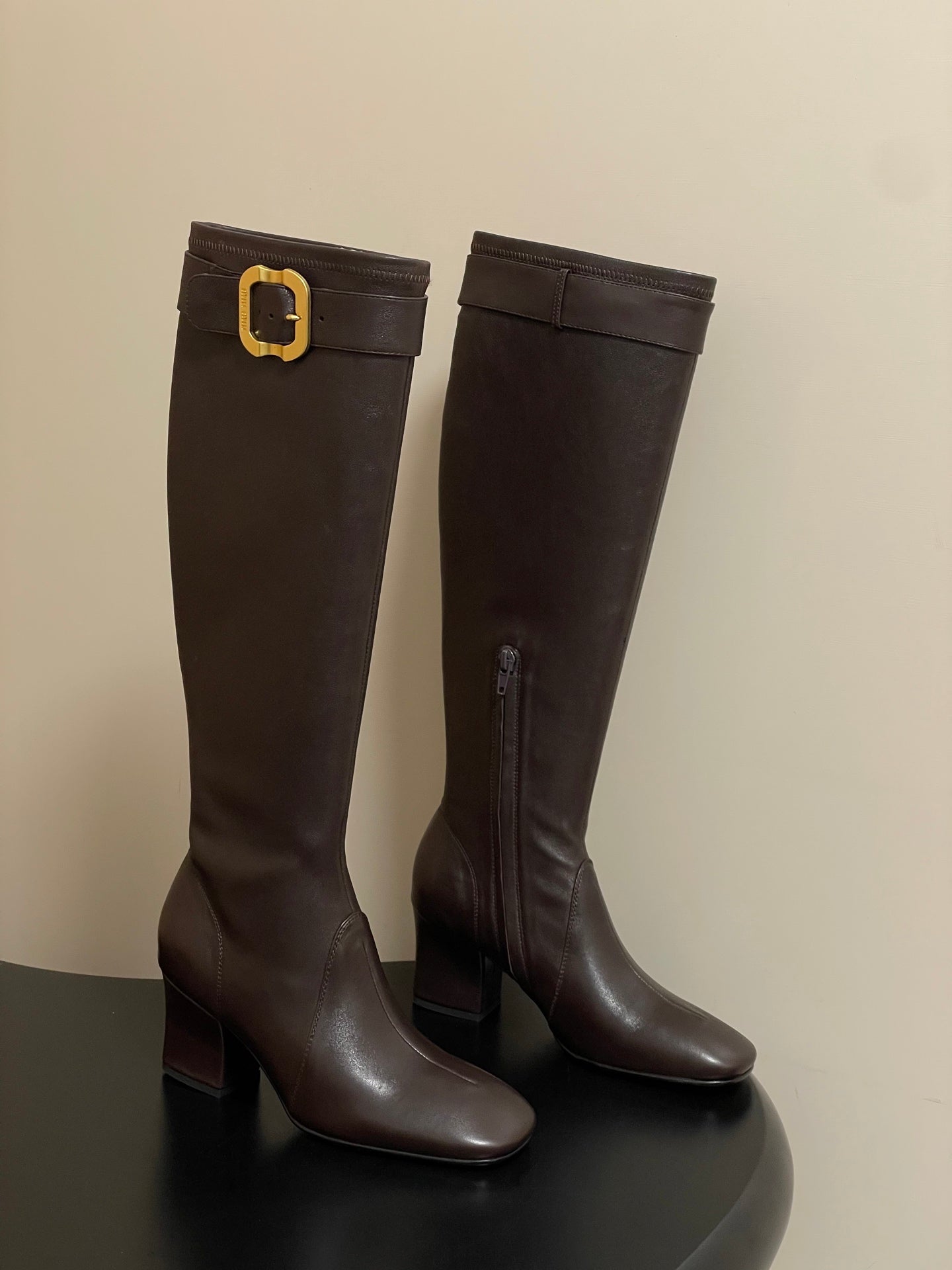 Miu Miu Buckle Stretch Over-the-Knee Boots – 25FW