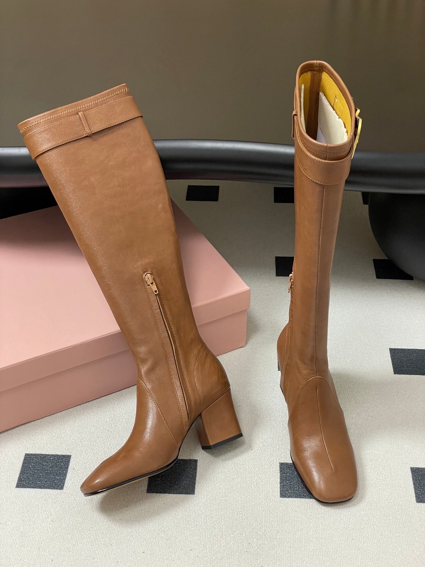 Miu Miu Buckle Stretch Over-the-Knee Boots – 25FW