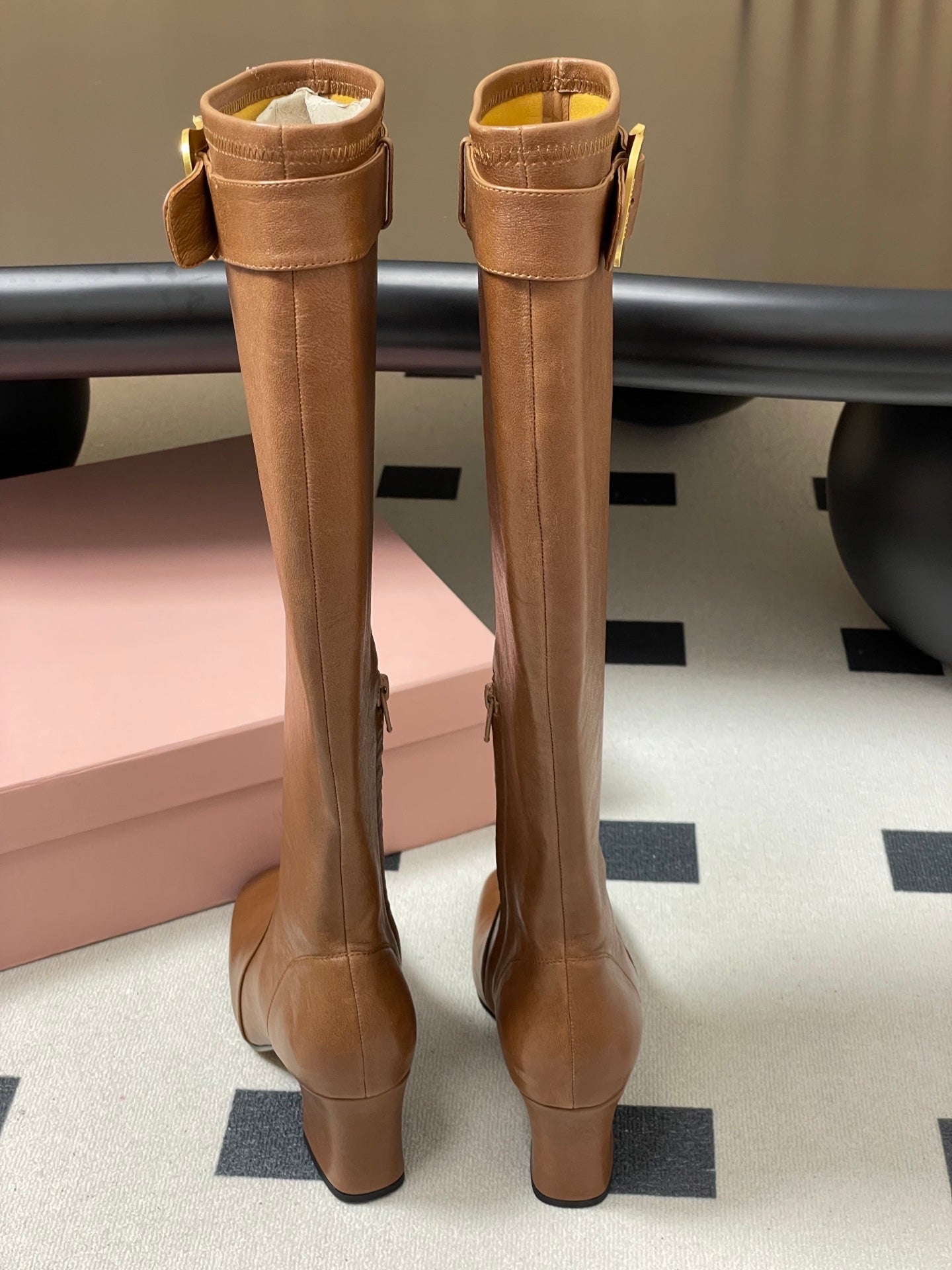 Miu Miu Buckle Stretch Over-the-Knee Boots – 25FW