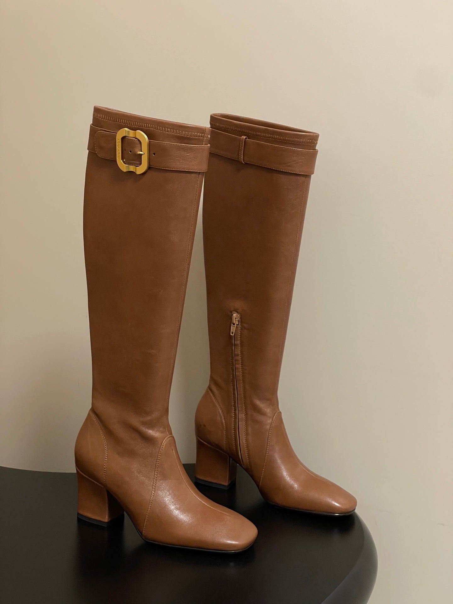 Miu Miu Buckle Stretch Over-the-Knee Boots – 25FW