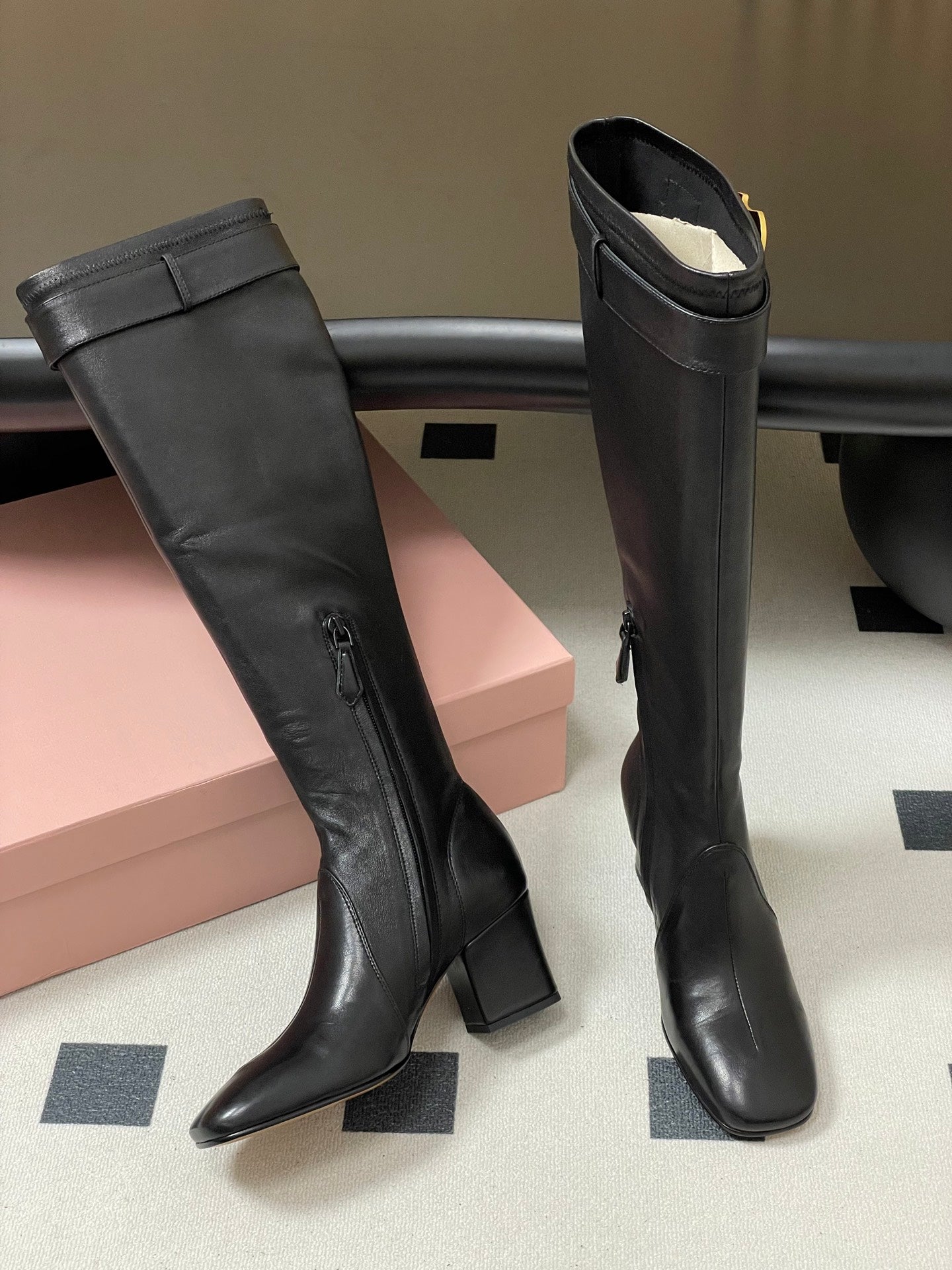 Miu Miu Buckle Stretch Over-the-Knee Boots – 25FW
