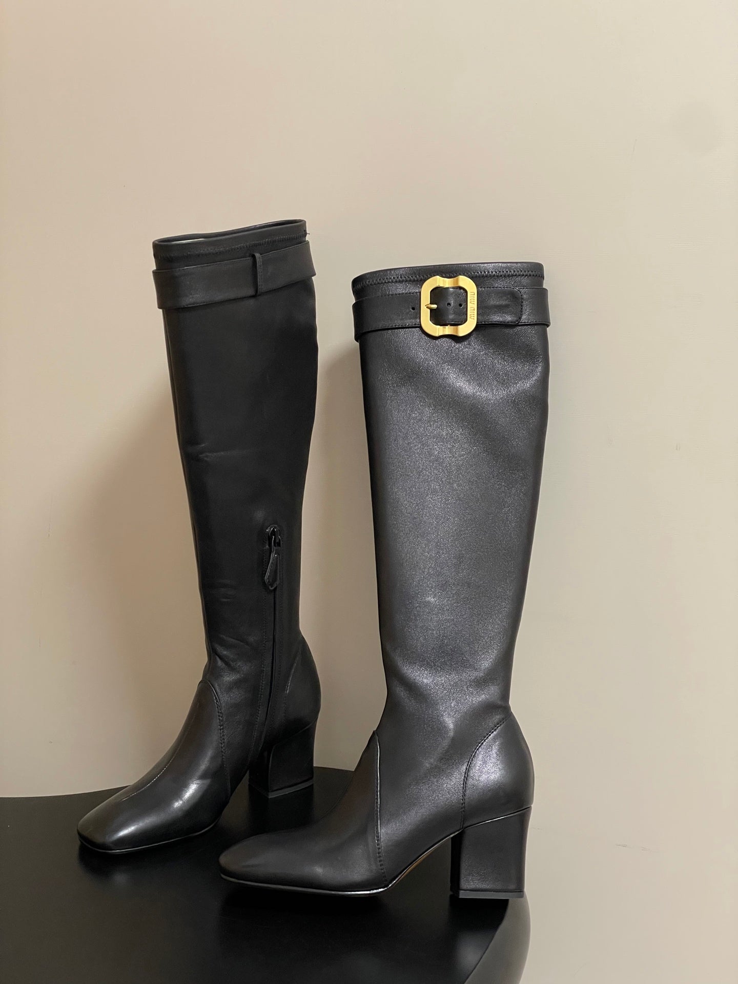 Miu Miu Buckle Stretch Over-the-Knee Boots – 25FW