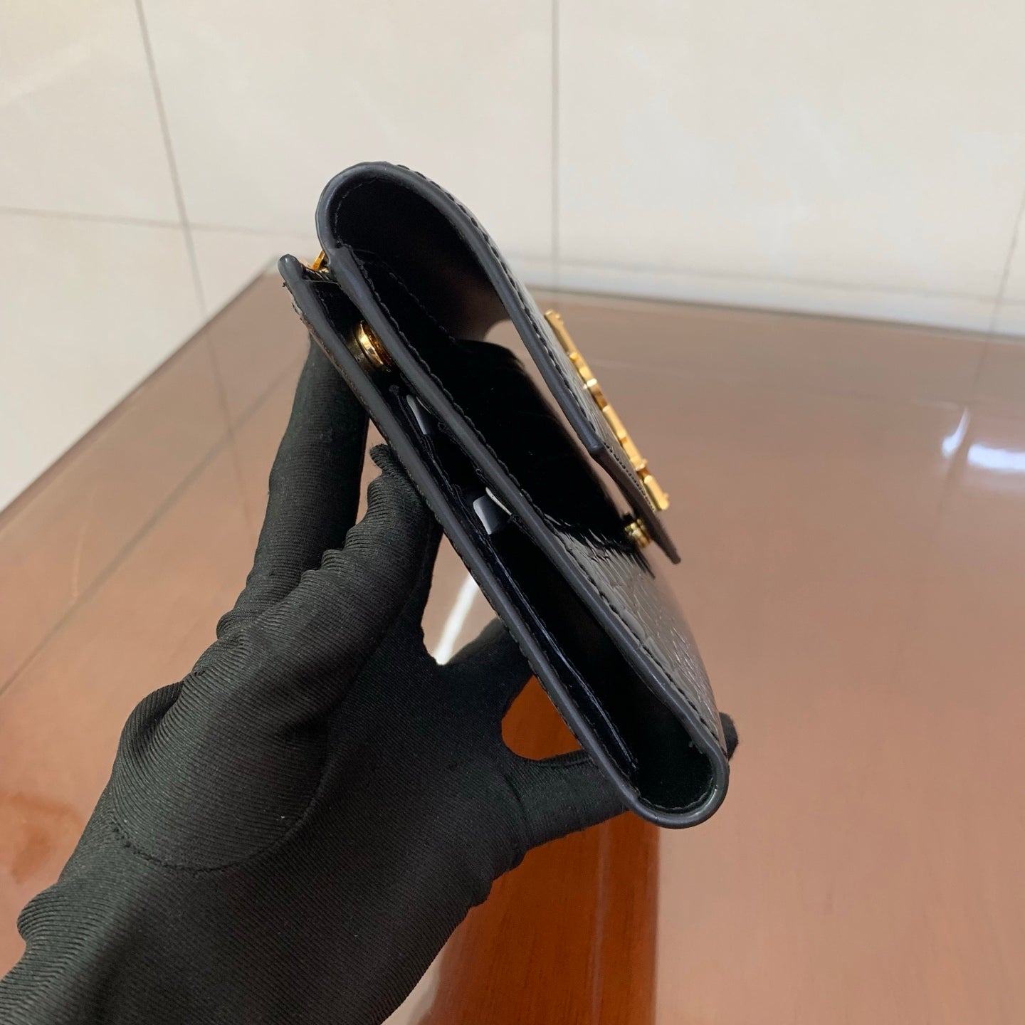 Saint Laurent Uptown Crocodile Embossed Long Wallet