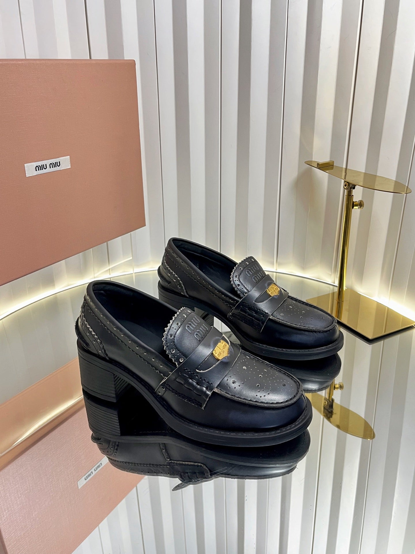 Miu Miu Retro Baroque Coin Platform Loafers