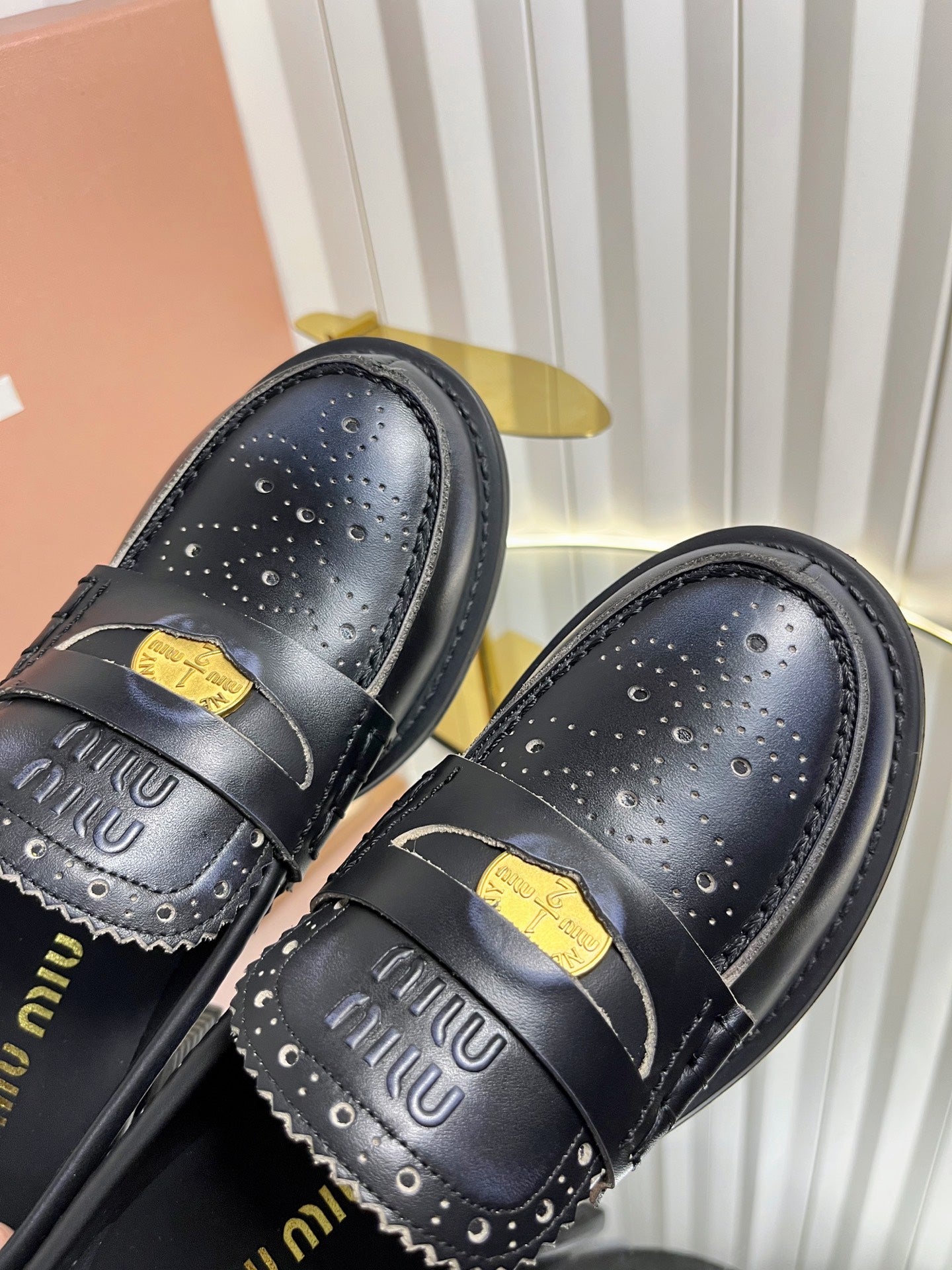 Miu Miu Retro Baroque Coin Platform Loafers