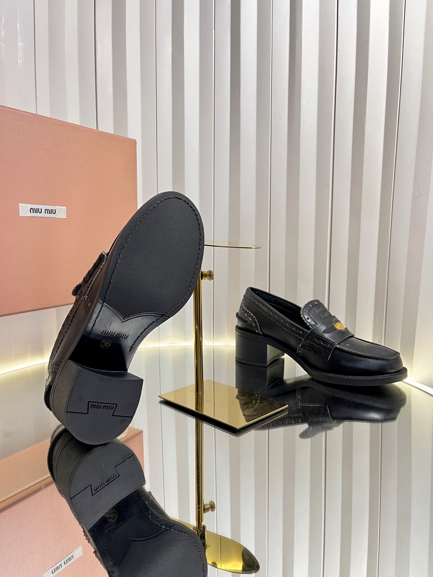 Miu Miu Retro Baroque Coin Platform Loafers