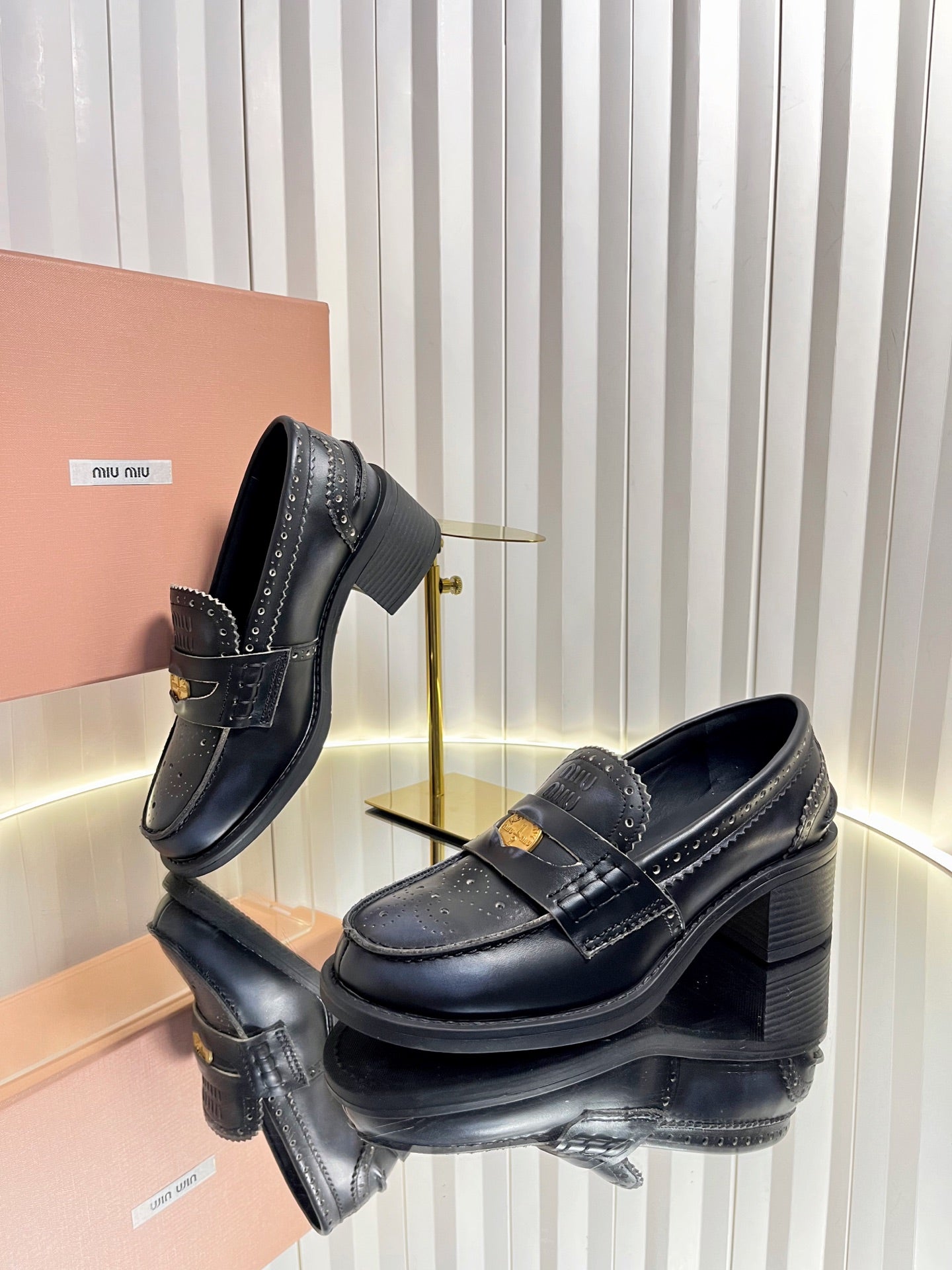Miu Miu Retro Baroque Coin Platform Loafers