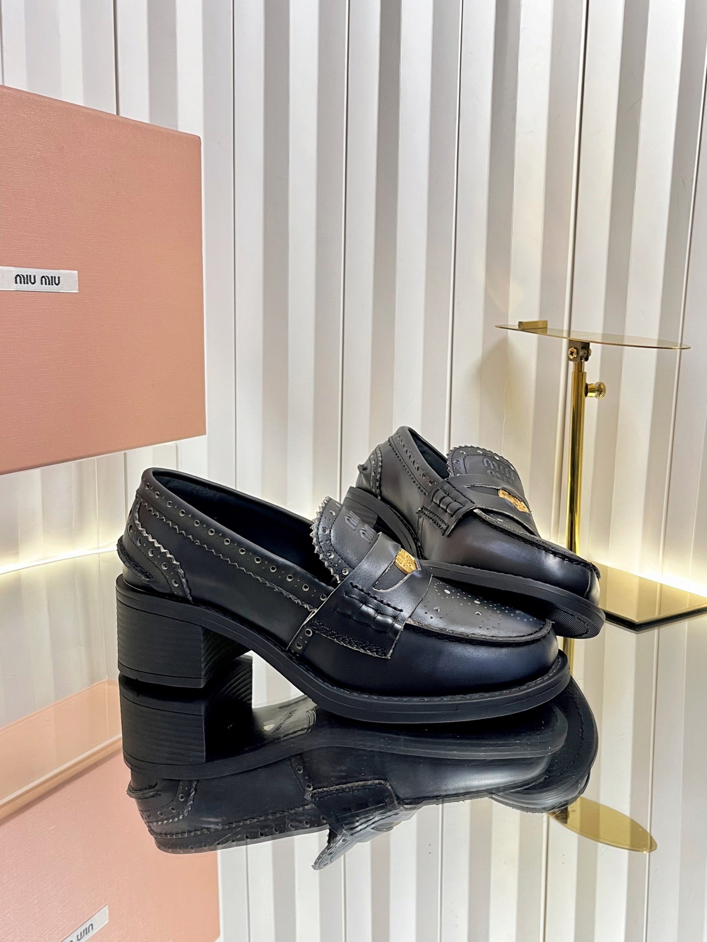 Miu Miu Retro Baroque Coin Platform Loafers