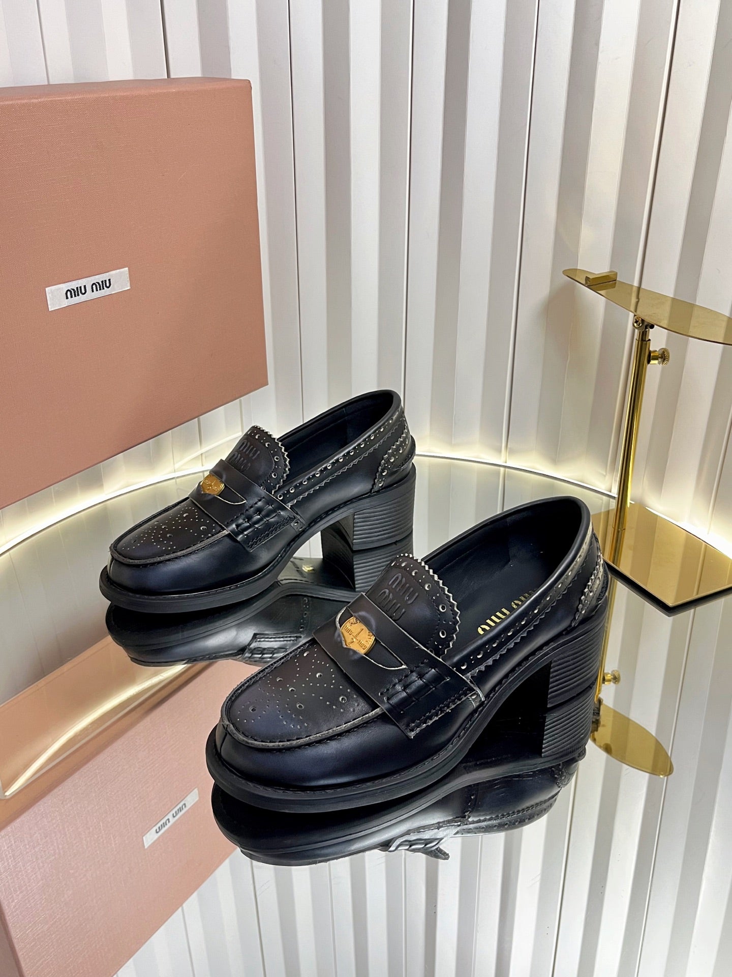 Miu Miu Retro Baroque Coin Platform Loafers