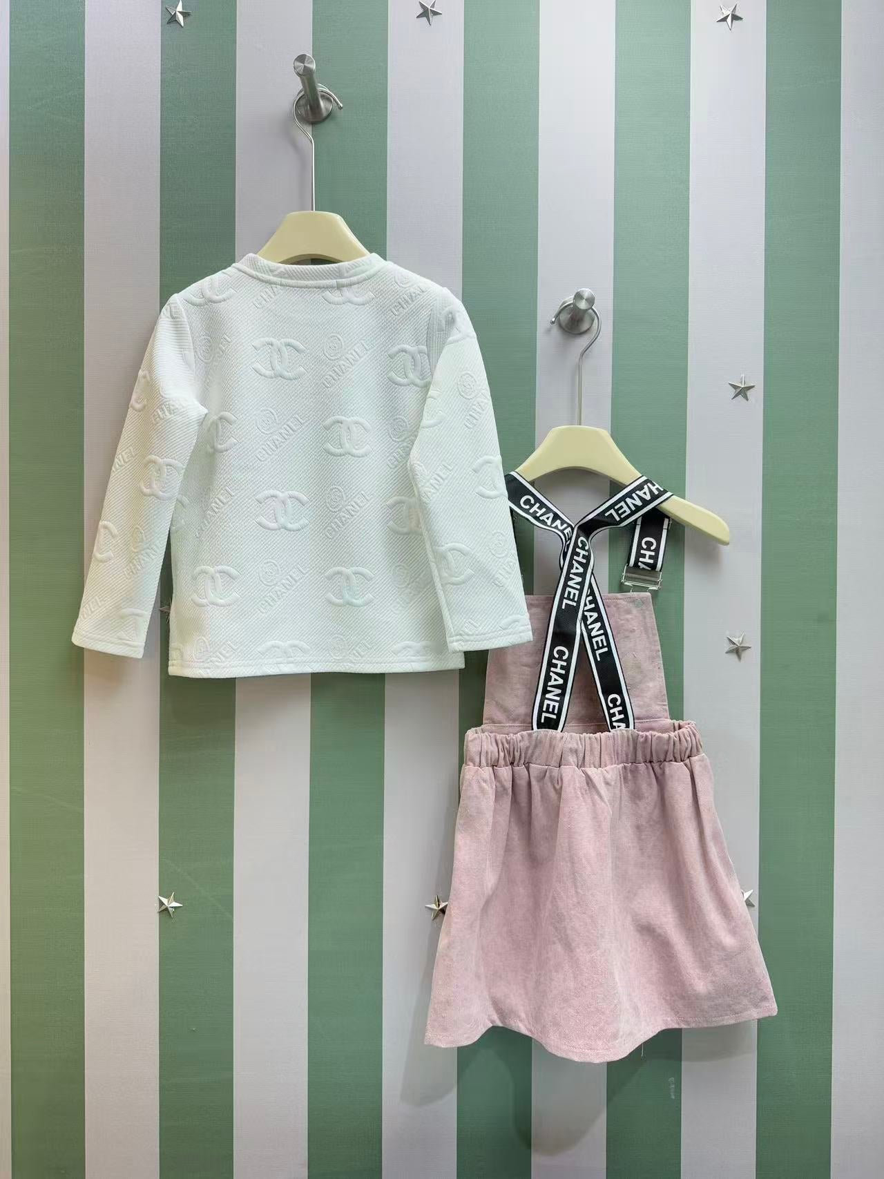 Chanel Girls' Corduroy Suspender Skirt Set – 2025SS – Kids Collection
