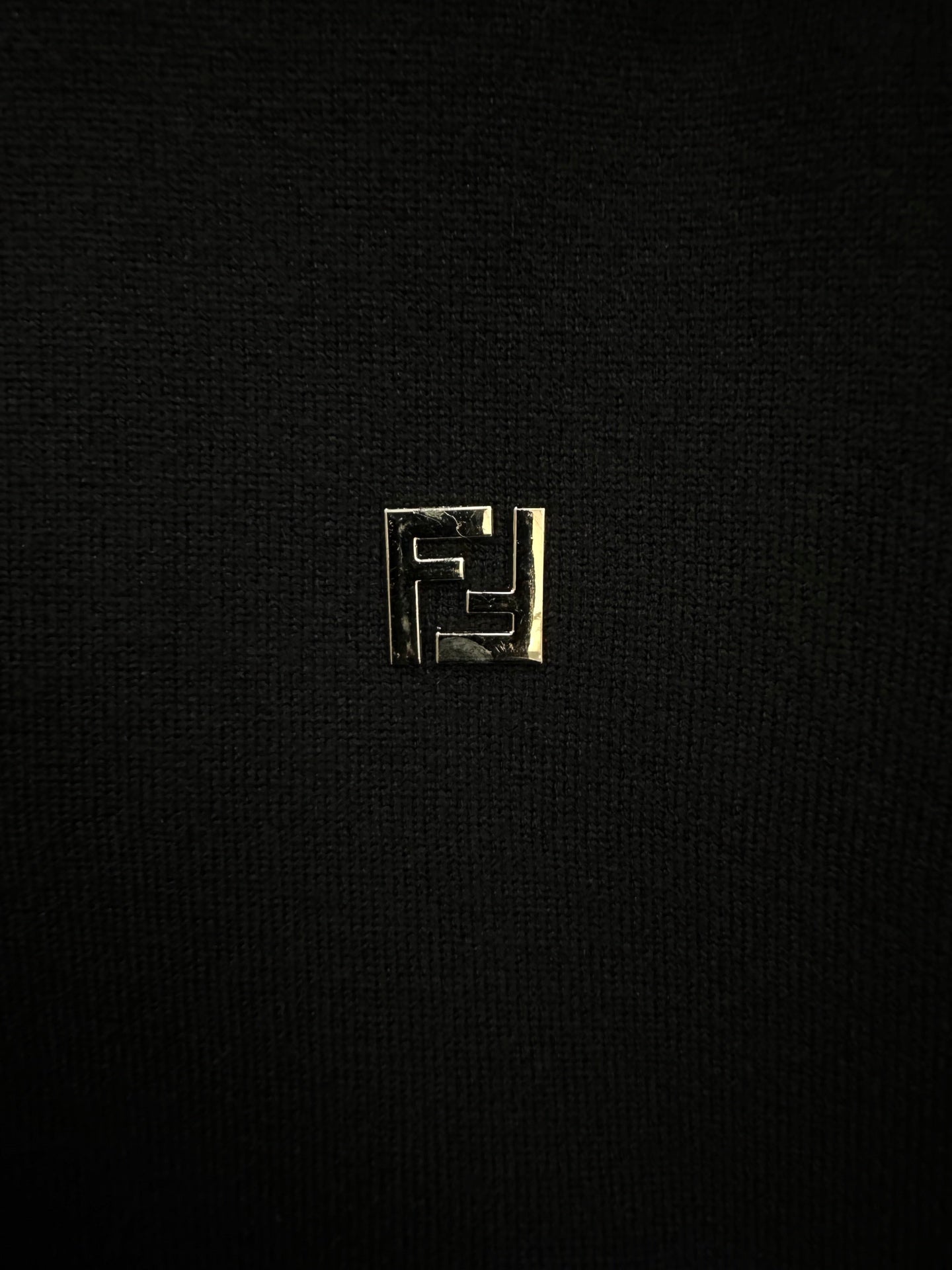 Fendi Double F Logo Knitted Polo Shirt