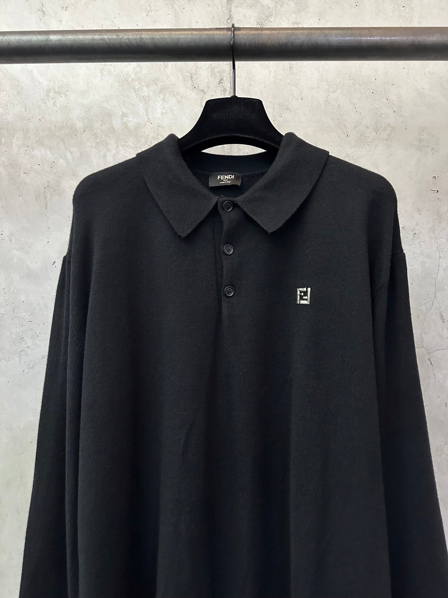 Fendi Double F Logo Knitted Polo Shirt