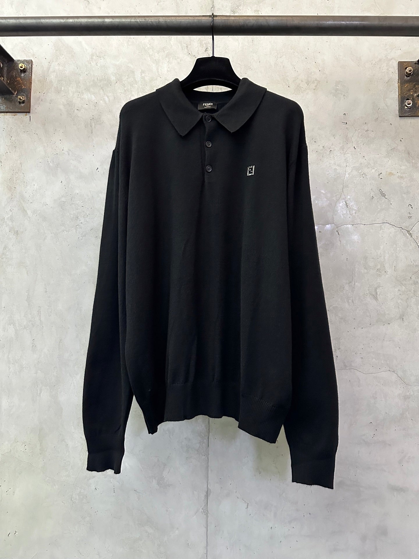 Fendi Double F Logo Knitted Polo Shirt