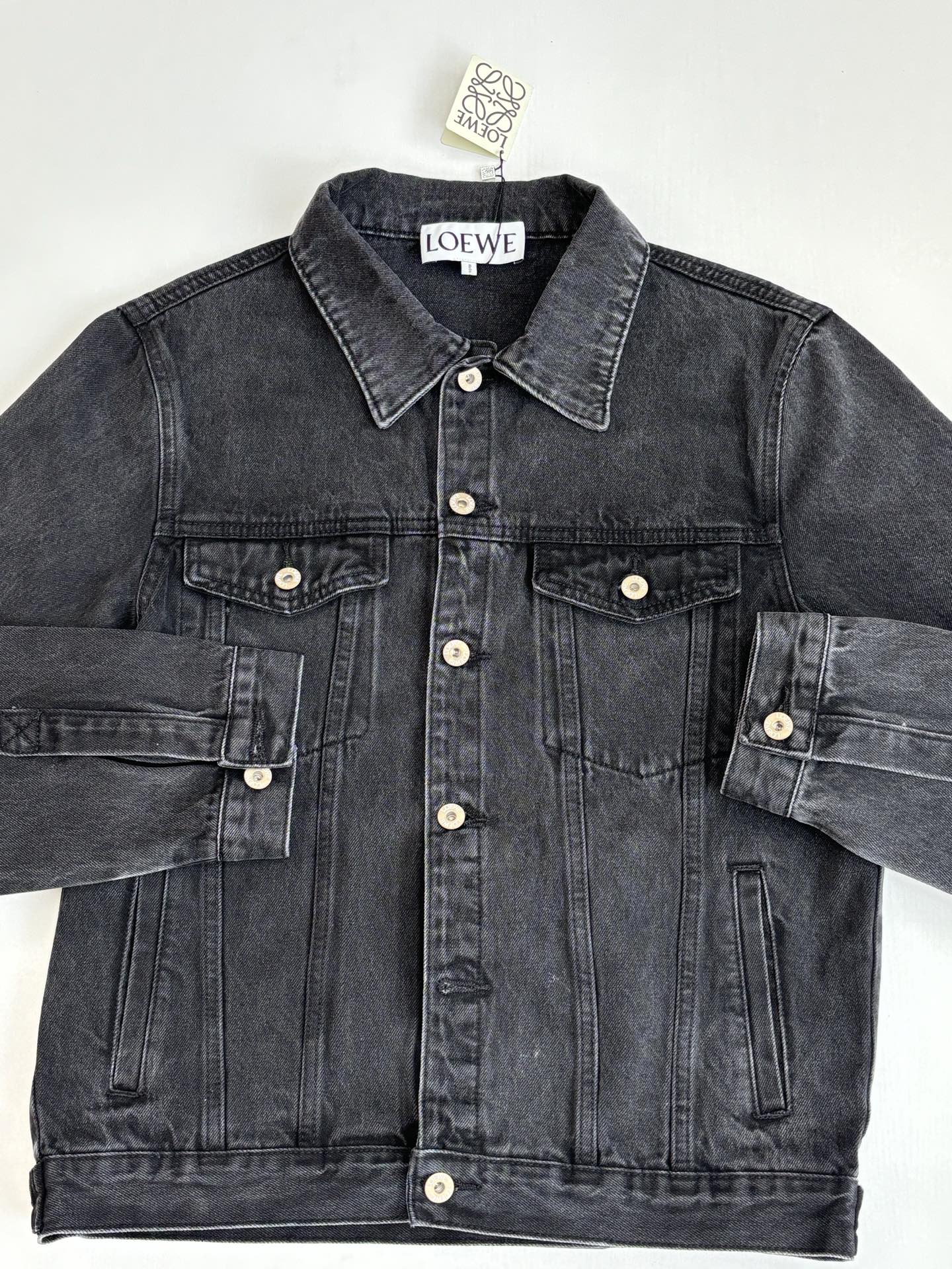 Loewe Embroidered Washed Distressed Denim Jacket