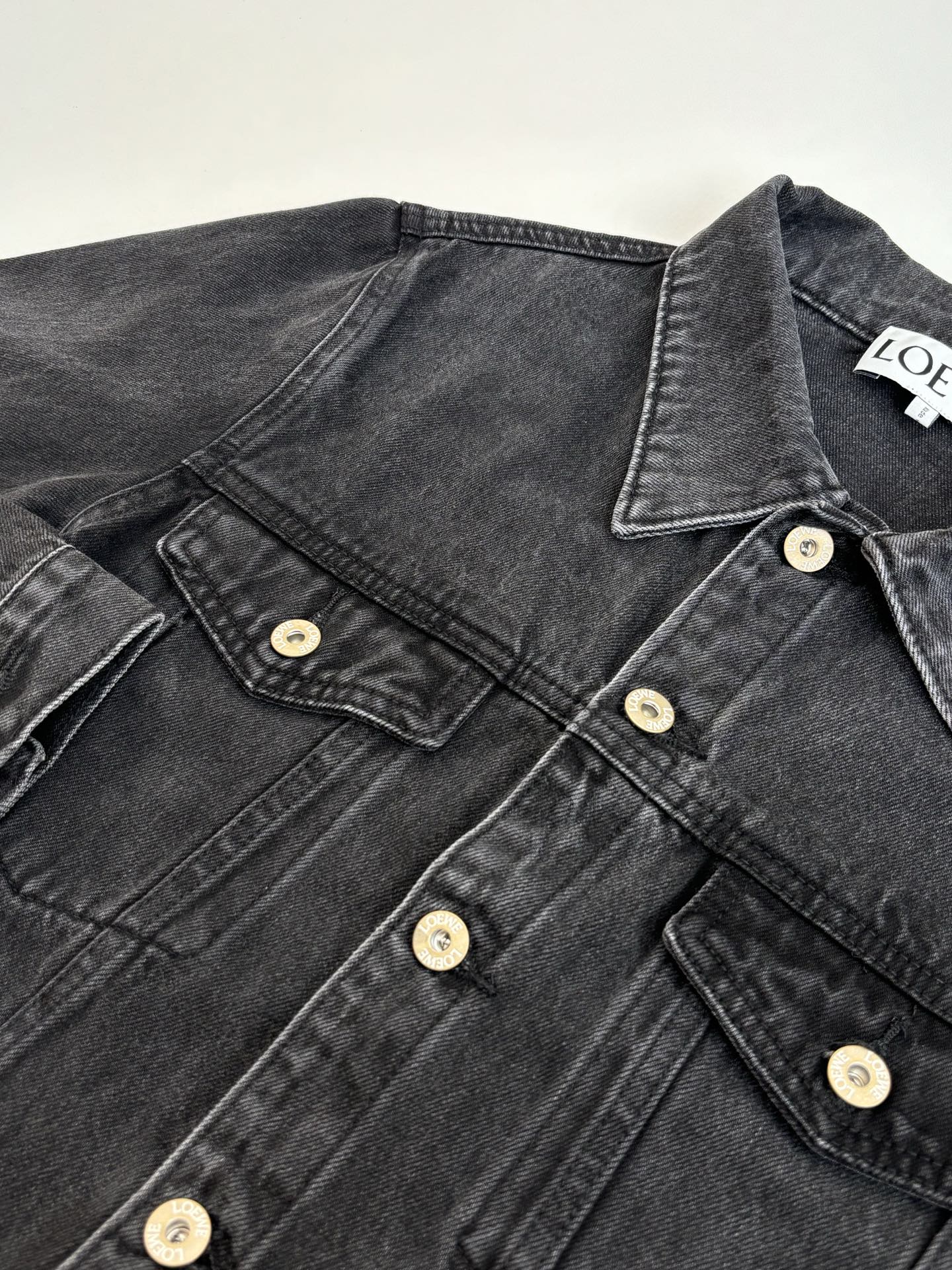 Loewe Embroidered Washed Distressed Denim Jacket