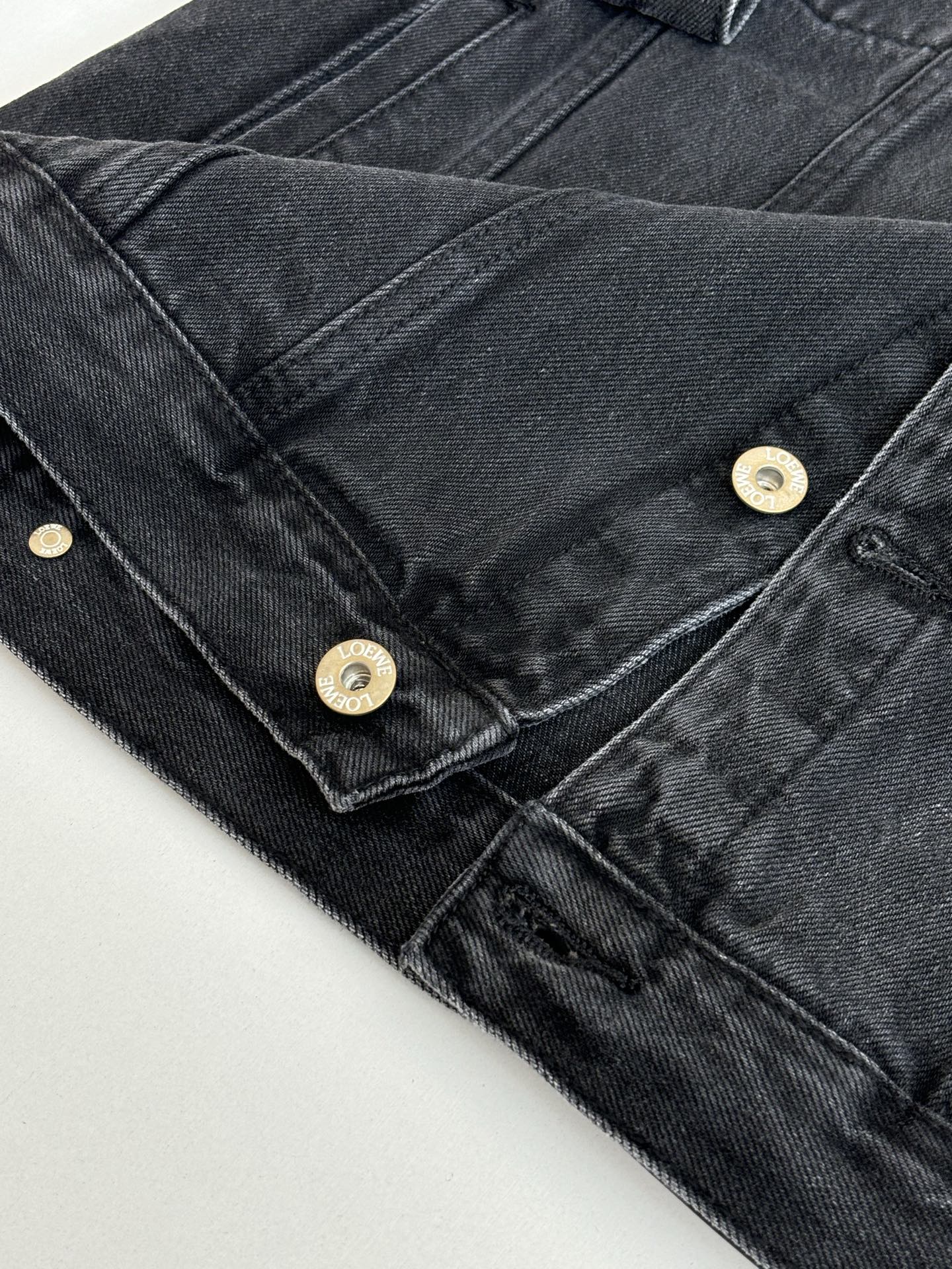 Loewe Embroidered Washed Distressed Denim Jacket
